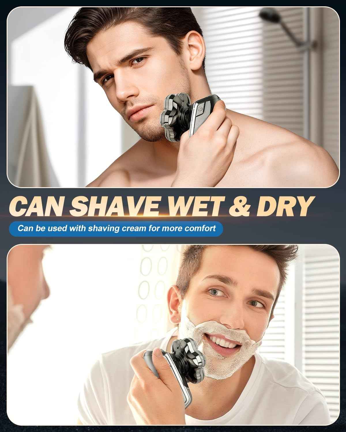 Voph Head Shavers for Bald Men, Electric Detachable Head Shaver for Male, Waterproof Wet Dry Body Bald Head Shaver, Rechargable Rotary Shavers/Razor for Husband Father Gifts Stocking Stuffers