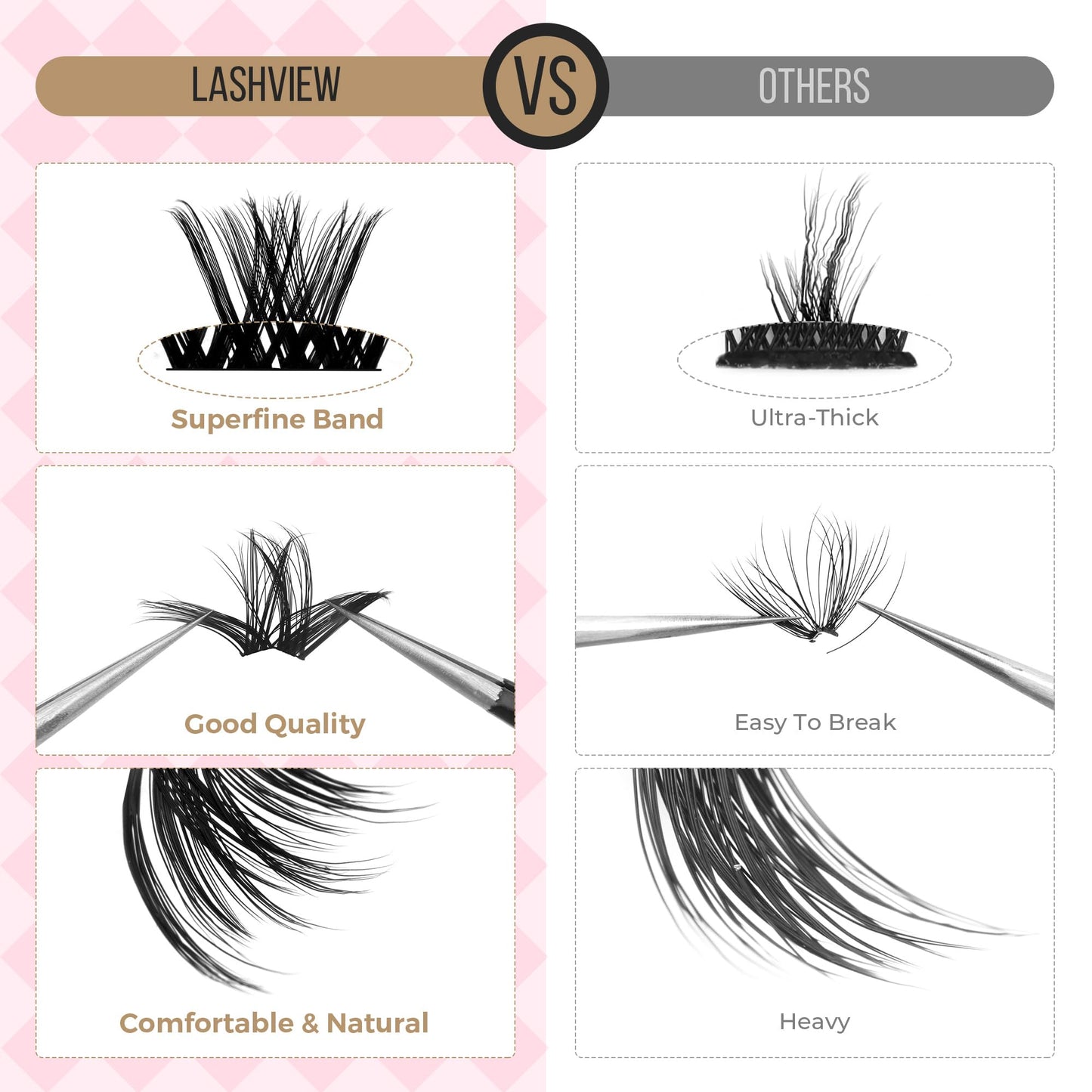 LASHVIEW Lash-Extension-Clusters 182pcs D Curl Lash Clusters Natural Look Cluster Lashes Extensions Super Thin Band & Soft Lashes Reusable 9-16mm MIX (C163)