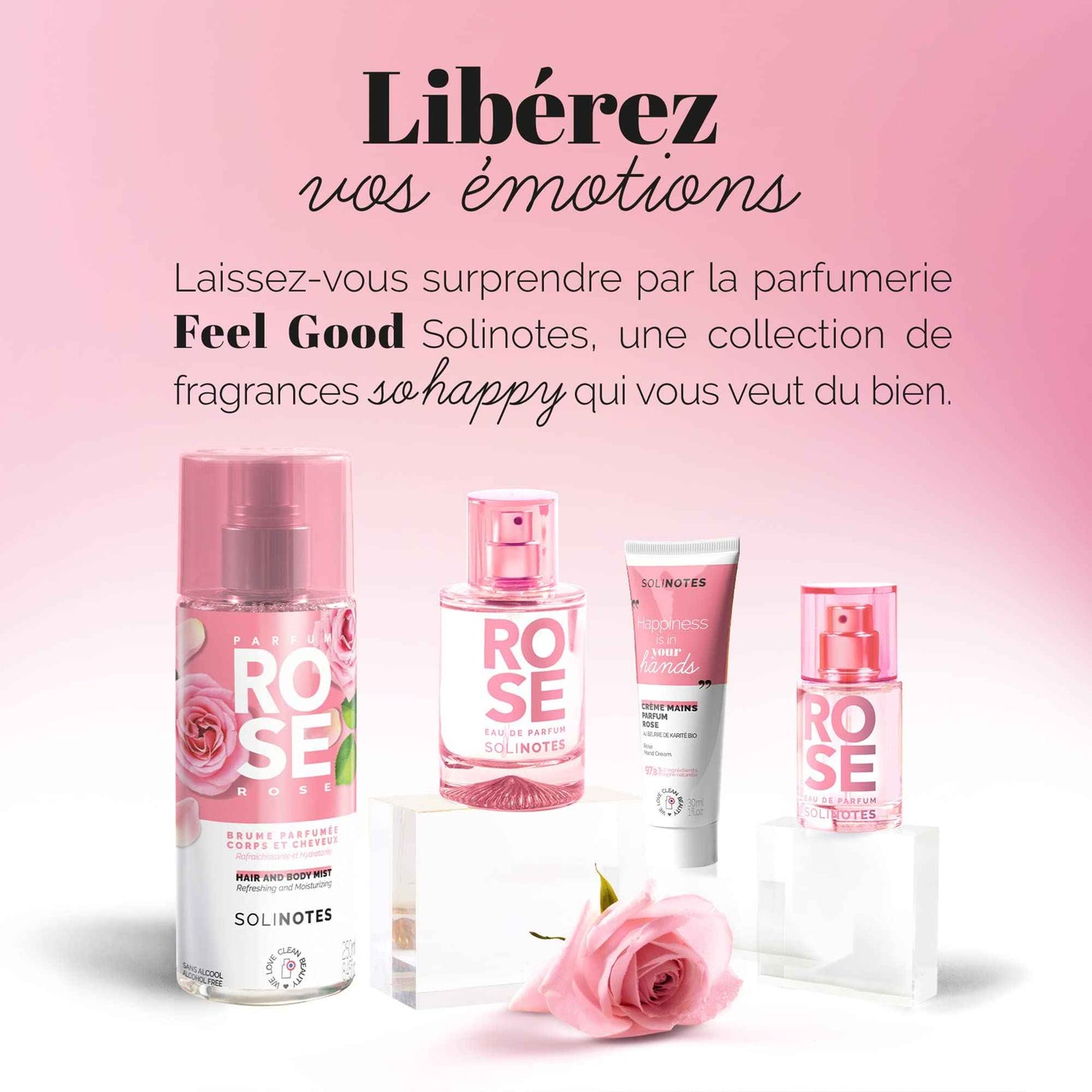 Solinotes Rose Perfume for Women, 1.7 Fl Oz/ 50 ML Eau De Parfum, Delicate Floral and Soothing Scent with Premium Ingredients - Clean Perfume, Cruelty Free, Vegan, Made in France