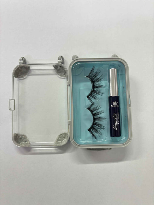 Amzmam Magnetic Eyelash and Eyeliner Kit,Reusable Magnetic Applicator,Long Lasting, Easy Apply.Waterproof