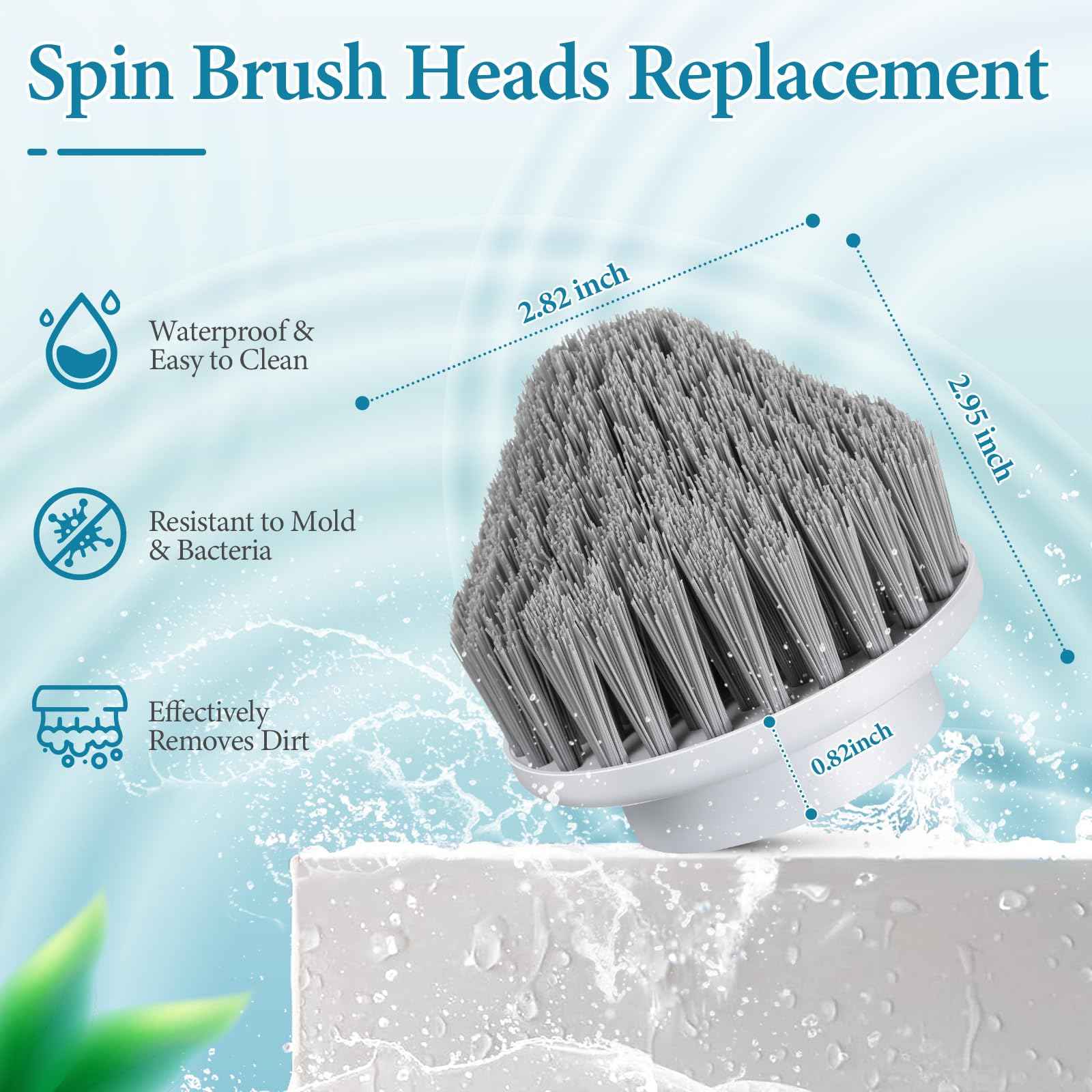 Dreyoo 2 Pcs Cone Brush Heads Compatible with Spin Scrubber, Tapered Pointed Corner Brush for Cleaning Tiles Sink Floor Shower Corner and Edge and Hard to Reach Places