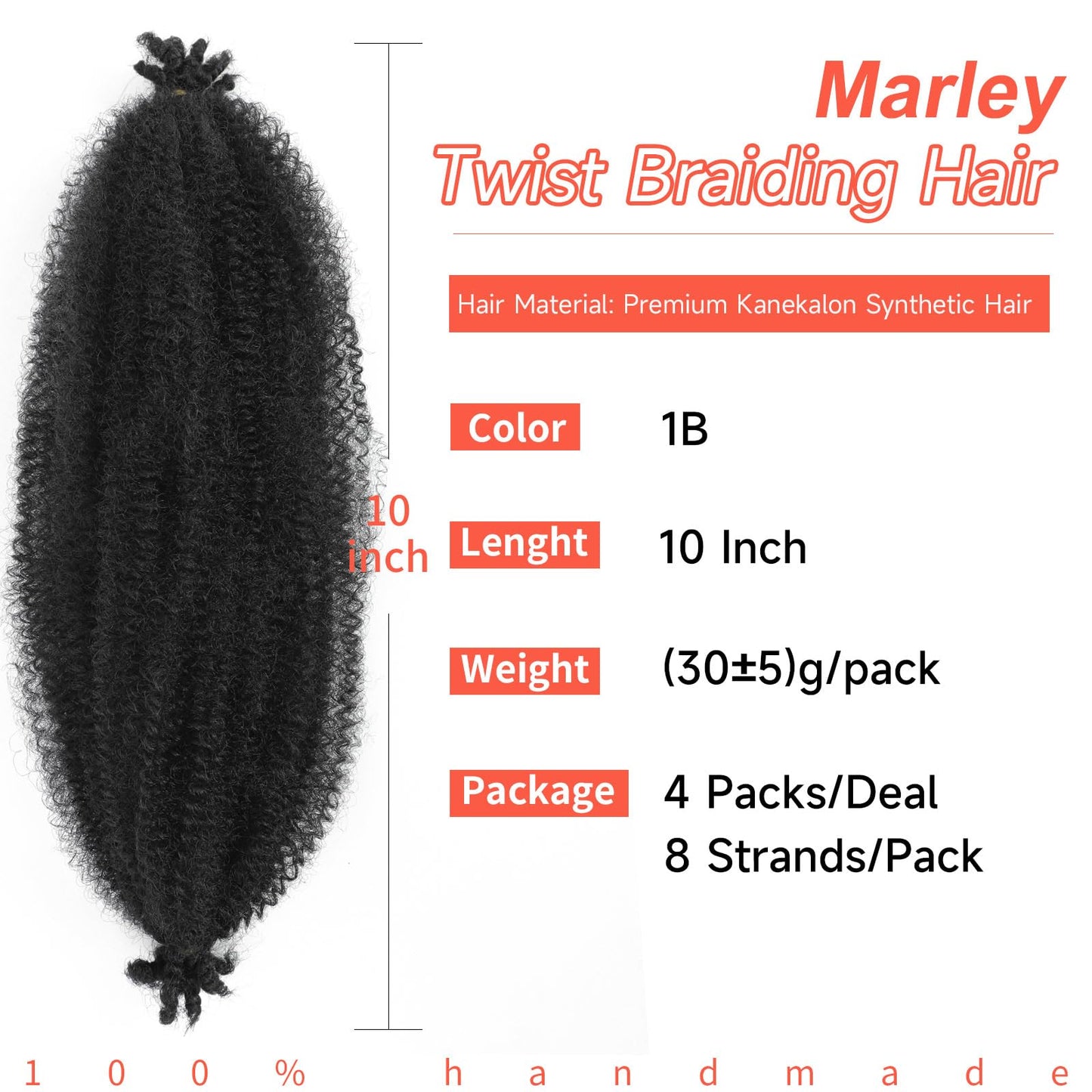 Anemoi Red Burgundy Marley Twist Braiding Hair, 10 Inch 4 Packs Springy Afro Kinky Twist Hair,Pre-Fluffed Spring Twist Hair Twisted Up Marley Hair For Black Women Crochet Braids(10inch,4packs,BUG#)