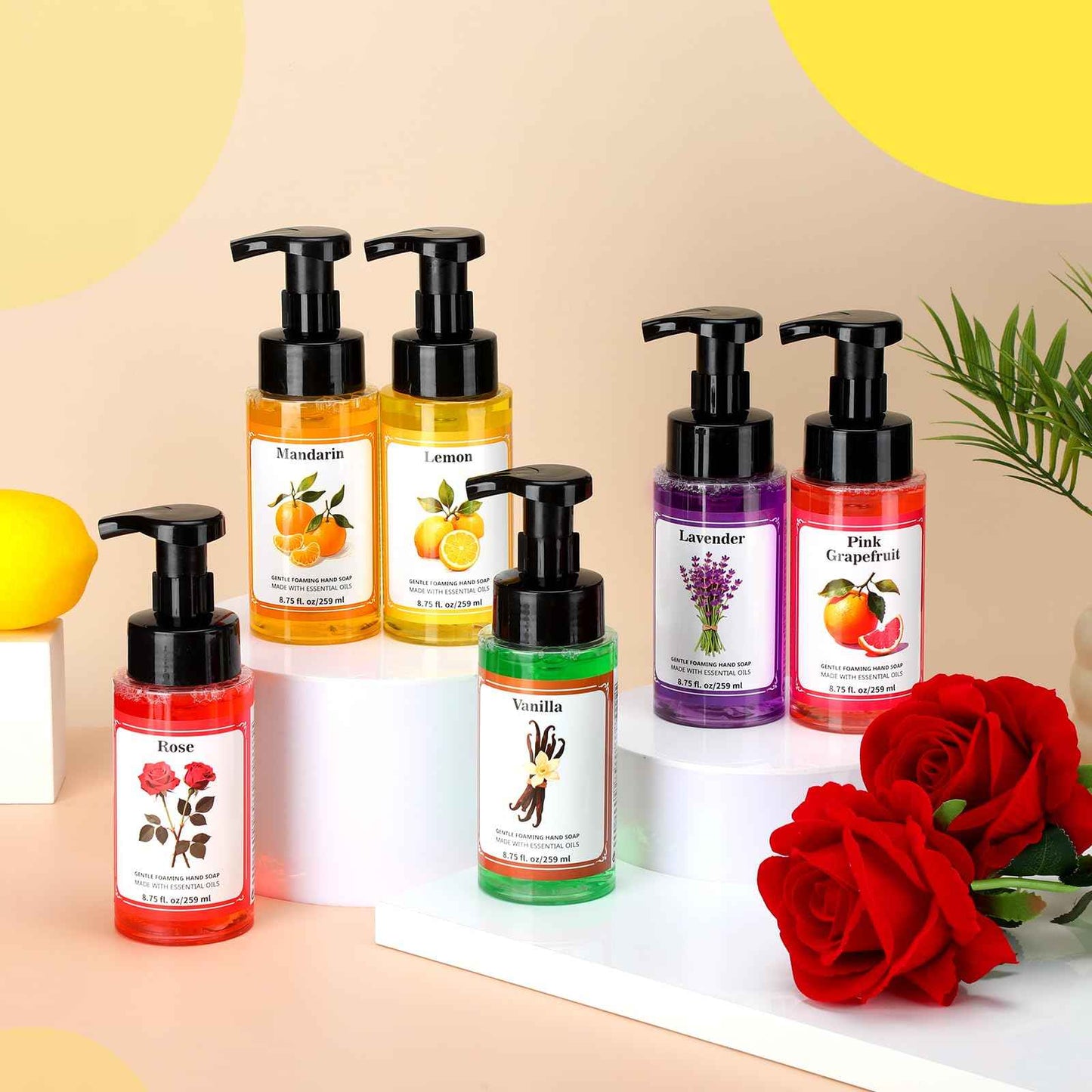 Swiffen 6pack Christmas Foaming Hand Soap with Pump Care Moisturizing Liquid Holiday Foam Hand Wash Stocking Stuffers Gift for Kitchen Bathroom Family Teacher Staff 8.75 Fl.oz(6 Colors,Fresh Scent)