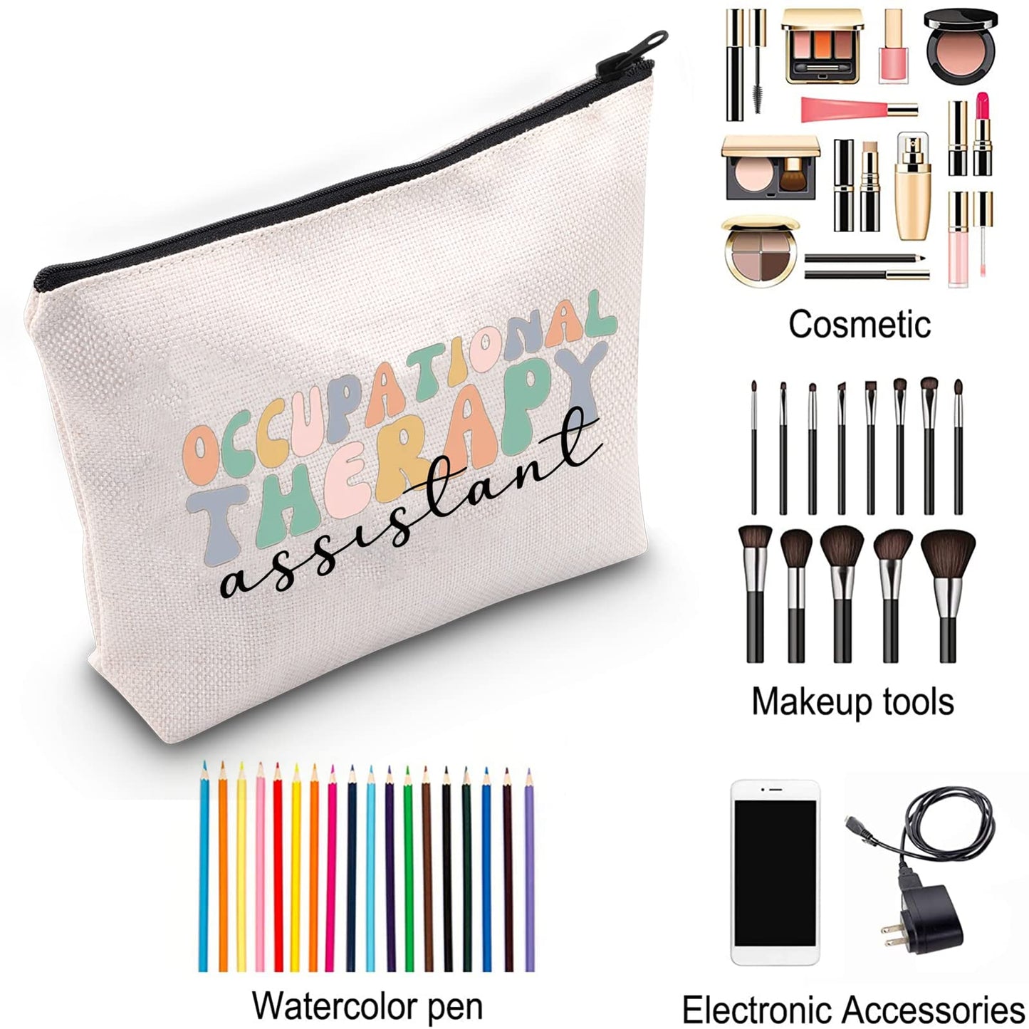 ZJXHPO Occupational Therapy Assistant Survival Kit OTA Makeup Bag With Zipper OT Assistant Appreciation Gift OTA Graduation Gift COTA Cosmetic Bag (OT Assistant)