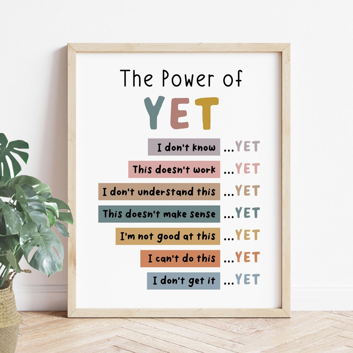 The Power of Yet Print Therapy Office Decor Poster Kids Room Wall Decor Boho Classroom Growth Mindset Mental Health Poster Classroom Decor School Counselor Power of Now Unframed (8x10 inches)