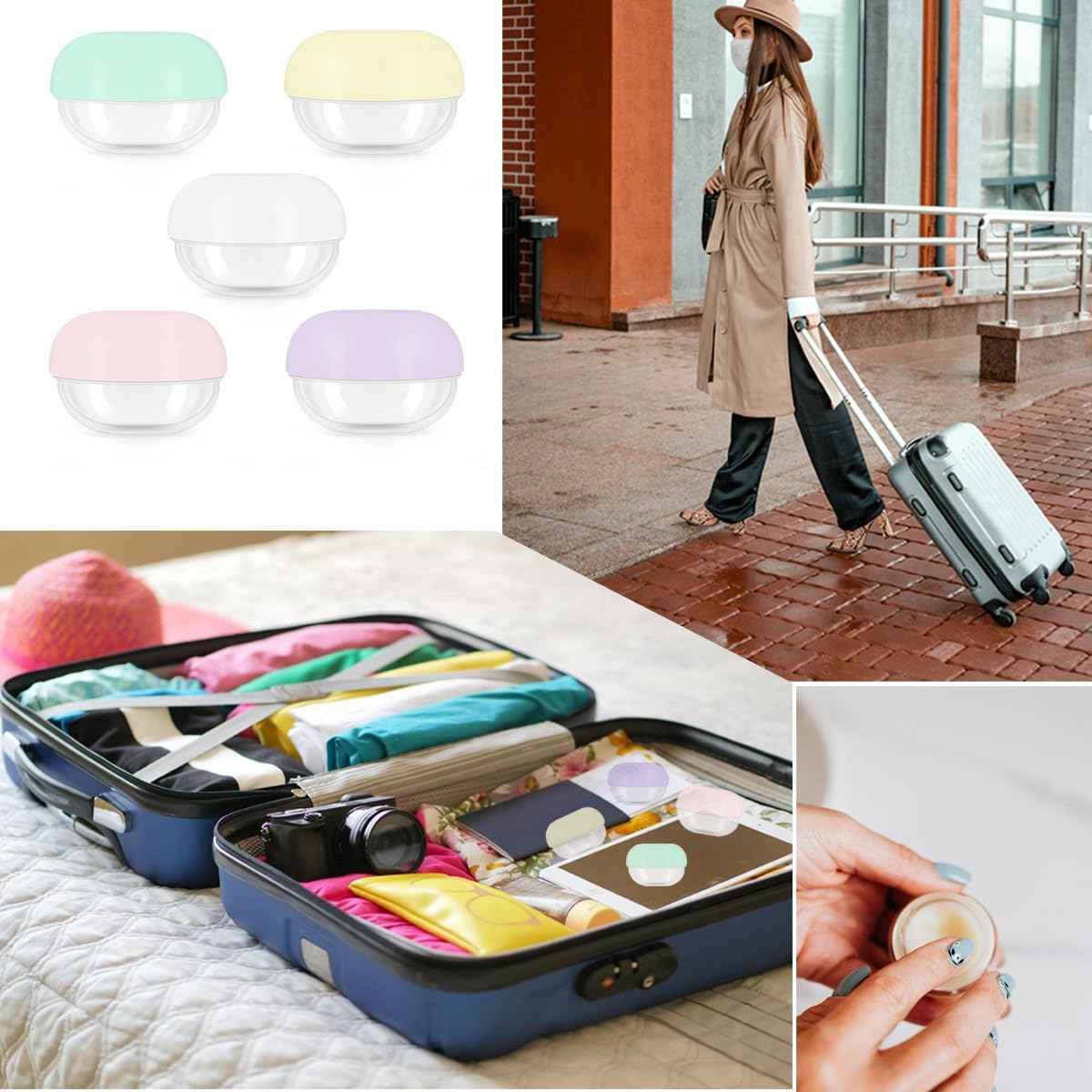 5 Pcs 10ml Small Travel Containers - Convenient Travel Jars for Creams, Travel Lotion Container, Travel Makeup Containers Essential Compact Size for Traveling
