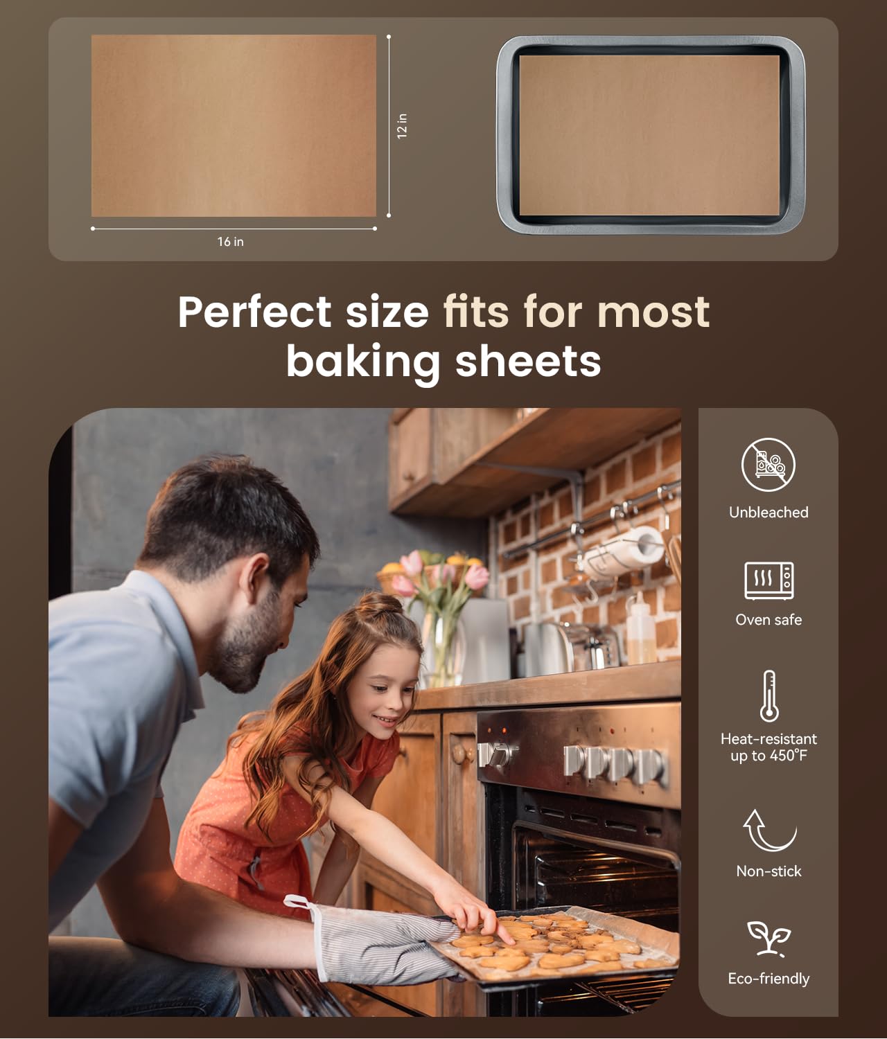 300PCS Parchment Paper Baking Sheets for Oven - 12 x 16 Inches Non-Stick Precut Baking Parchment Paper Sheets for Baking, Cooking, Grilling, Air Fryer & Steaming - Unbleached, Fit for Half Sheet Pans