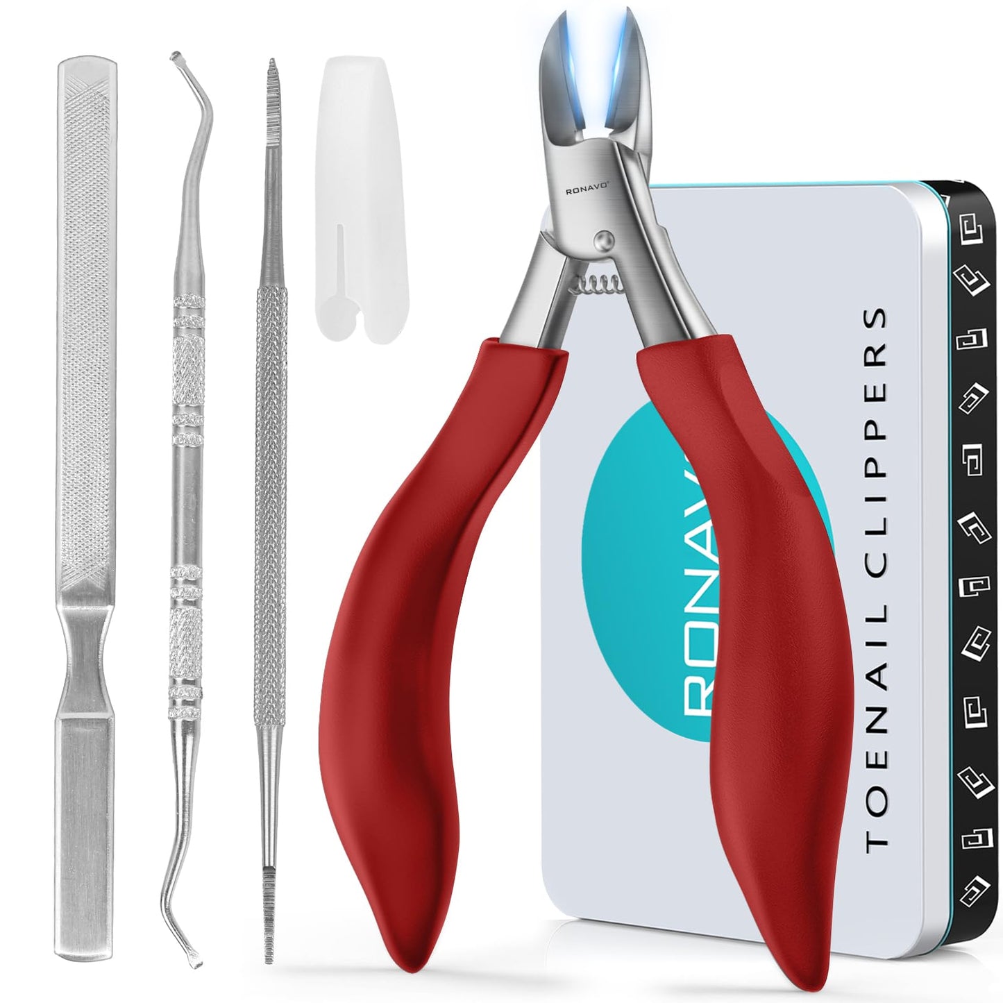 Toenail Clippers for Ingrown & Thick Toenails - Heavy Duty Toe Nail Clippers for Remove Side Ingrown Toenail with Angled Sharp Blades, Professional Pedicure Tool with Long Handle for Seniors & Men