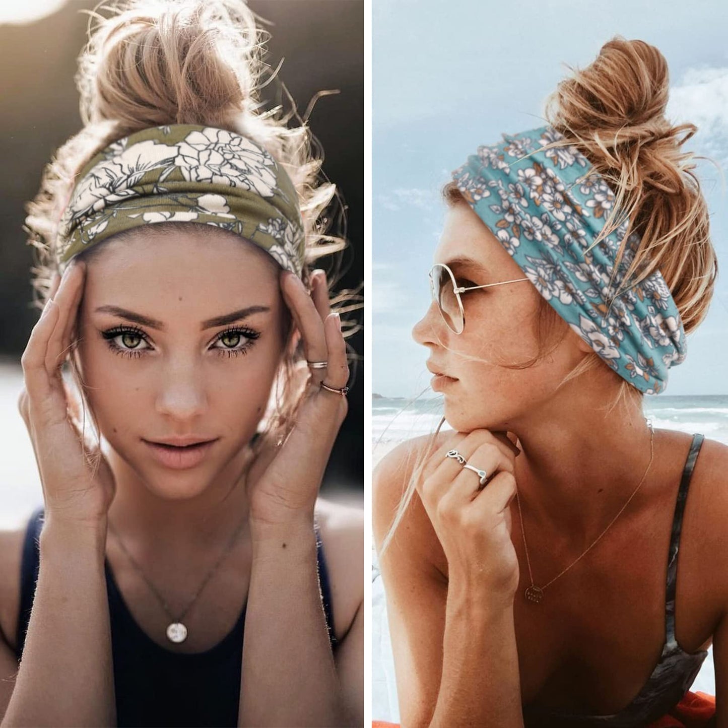 Huachi Boho Headbands for Women Wide Head Bands Yoga Workout Hair Bands for Women's Hair Non Slip Summer Womens Headbands Hair Accessories 6 Pack