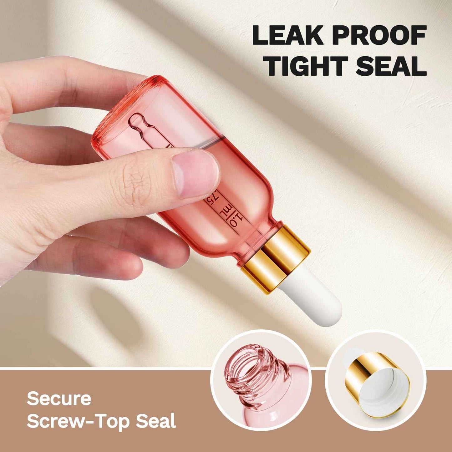 Bumobum 1 oz Dropper Bottle, Pink Glass Dropper Bottle with Glass Measured Dropper & Golden Cap, Empty Eye Tincture Bottles with Funnel & Labels for Essential Oils Serums Tavel Liquids, 4 Pack