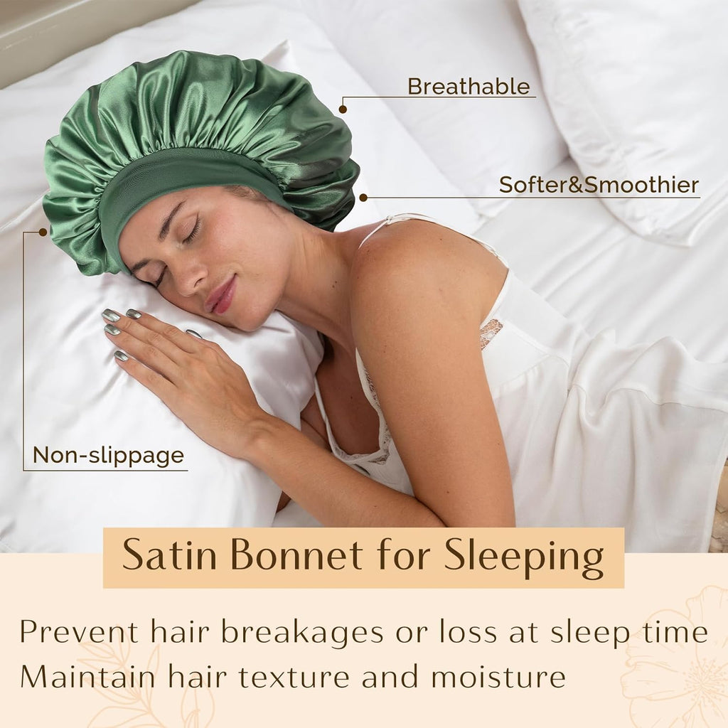 YANIBEST Silk Bonnet for Men Women Hair Bonnet for Sleeping Double Layer Satin Bonnets for Black Women Curly Hair Sleep Cap