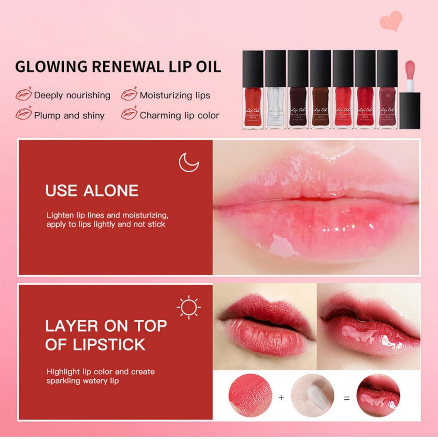 MAEPEOR Glowing Lip Oil 7 Colors Hydrating Lip Balm Nourishing Lip Care Lip Treatment Glossy Finish Non-sticky Moisturizing Lip Balm (03 Honey)