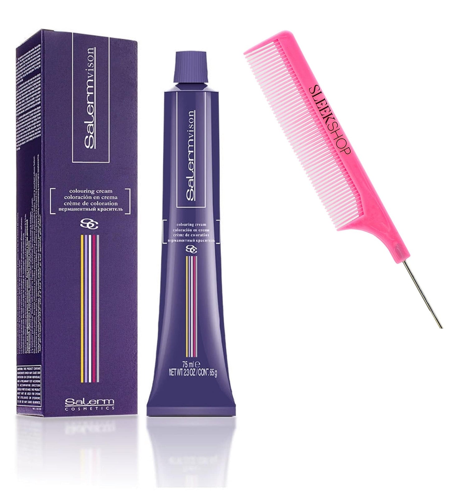 vask SIeekshop Comb + 𝐒𝐚𝐥𝐞𝐫m Cosmetics VISION 𝐒𝐚𝐥𝐞𝐫mvision Permanent Cream Hair Color Dye (w/SIeekshop Pink Comb) Haircolor Creme, 7,00 - BLONDE