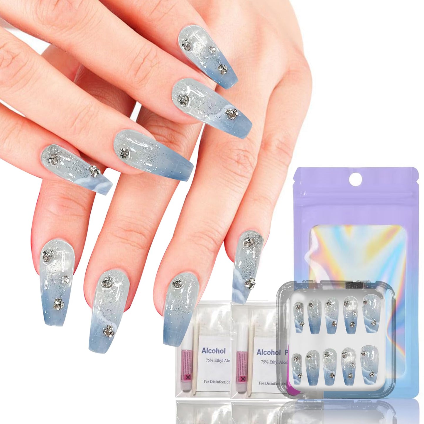 10-Piece Handmade Press On Nails Set - Convenient, Versatile, Reusable - Includes Press On Nails, Glue On Nails, Impress Nails - Pastel & Variety of Styles