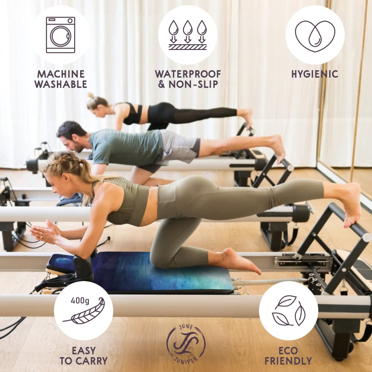 Pilates Reformer MatPilates Reformer Machine TowelExercise MatFitness Gym MatMini Travel Yoga Mat Black Rubber BackingLight WeightNon SlipPortable Mat With A Carry BagPilates Socks Optional