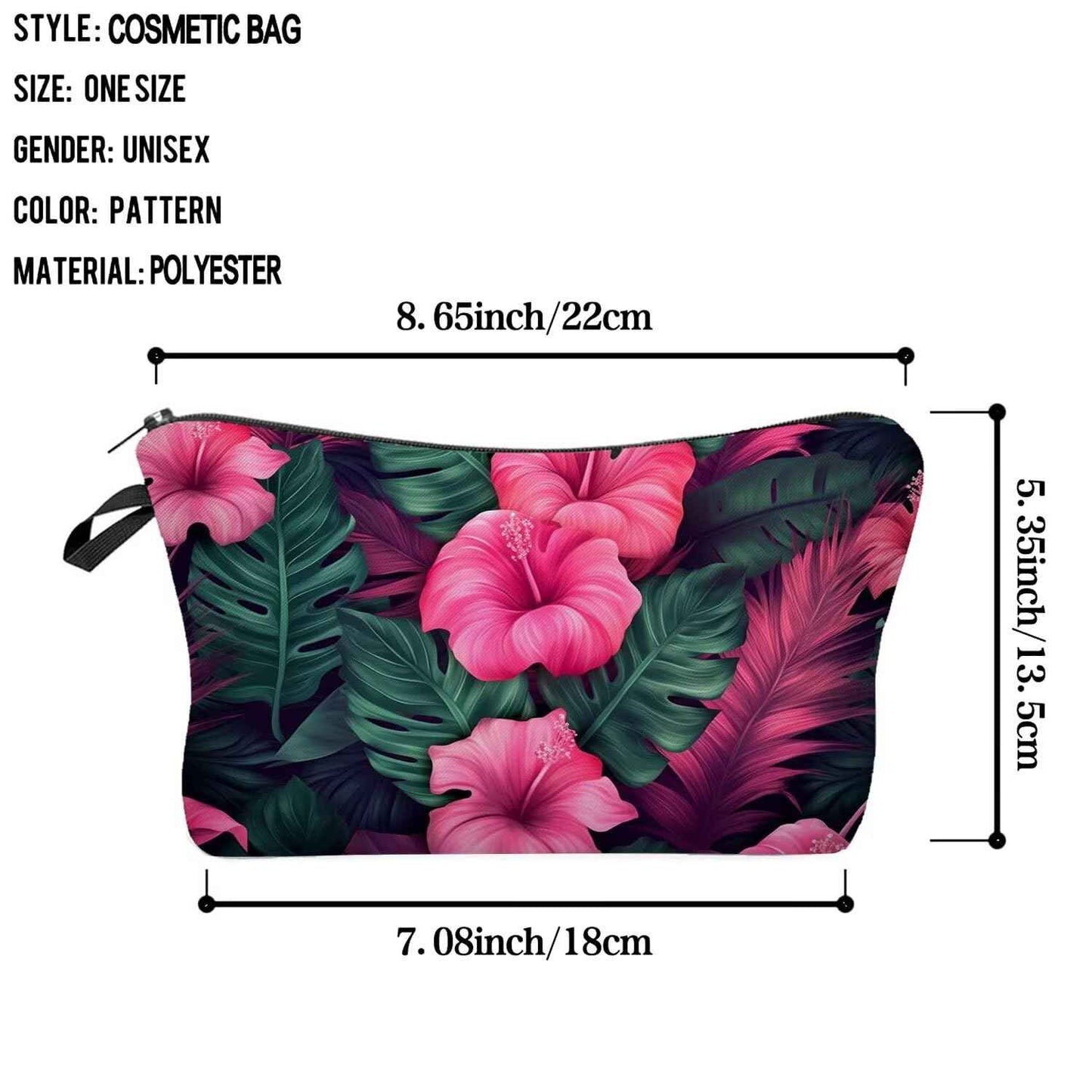 Livel lhood Tropical Flower Makeup Bag Cute Small Organizer Zipper Pouch Tropical Flower Cosmetic Bag Birthday Present for Women Friends -2