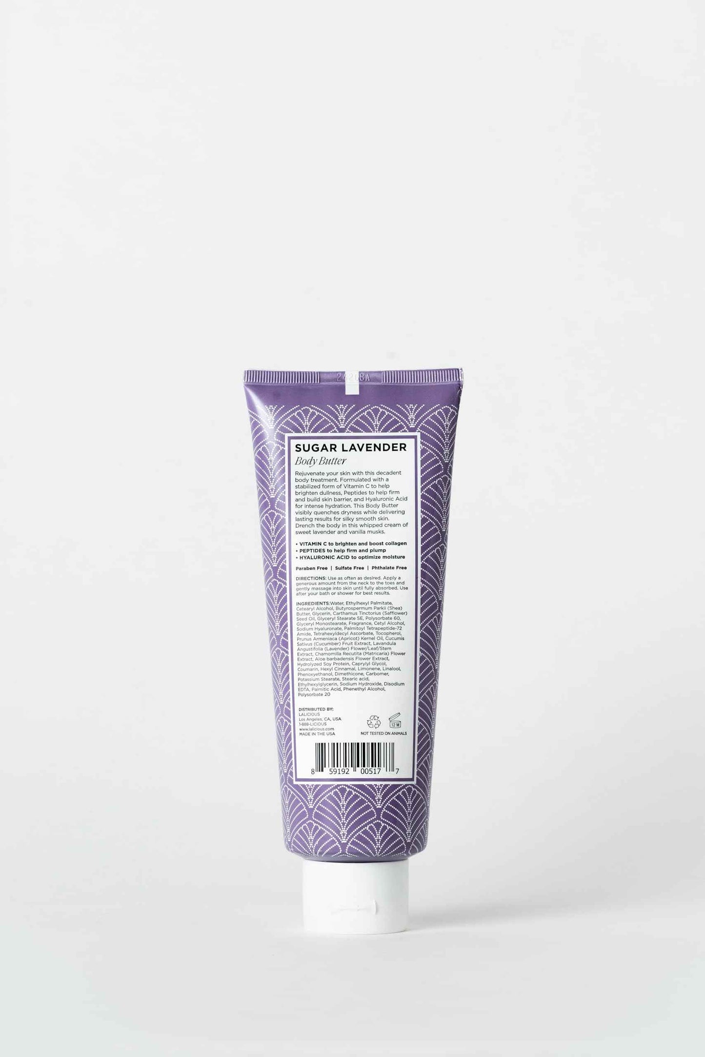 LaLicious Sugar Lavender Body Butter - Hydrating Body & Skin Moisturizing Cream with Whipped Shea Butter, Vitamin E, Cucumber Extract & Apricot Oil - No Parabens (8oz)