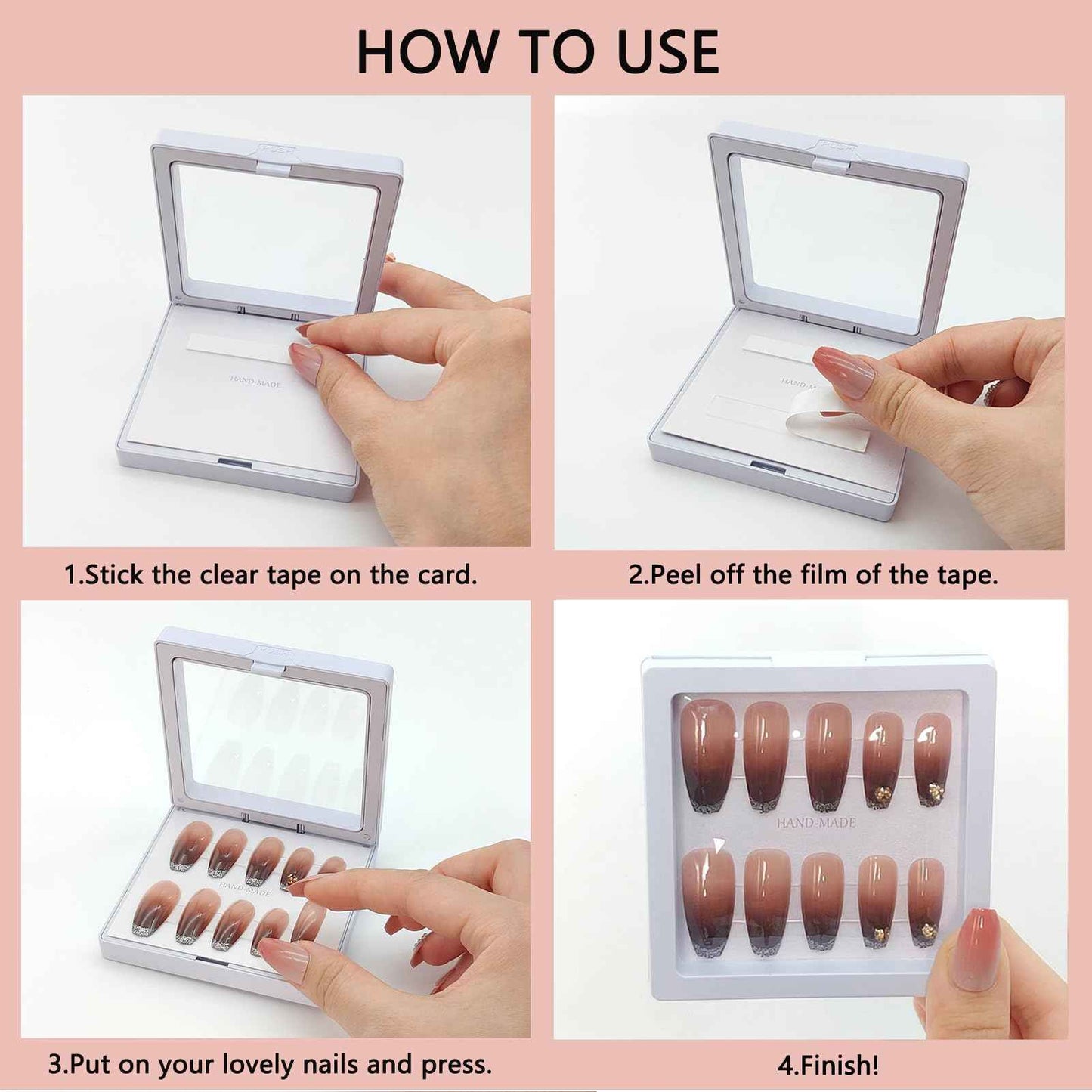 GUXACU 32 Pack Press On Nail Packaging Boxes - 3D Floating Storage and Display Box With 90pcs Double Sided Adhesive Tape for Nail Tech