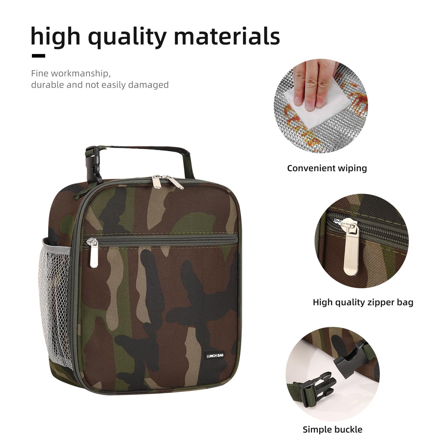 AYEANY Lunch box Lunch bag for men women Lunchbox Lunch bags Insulated Lunch bag Lunch box cooler (Green camo)