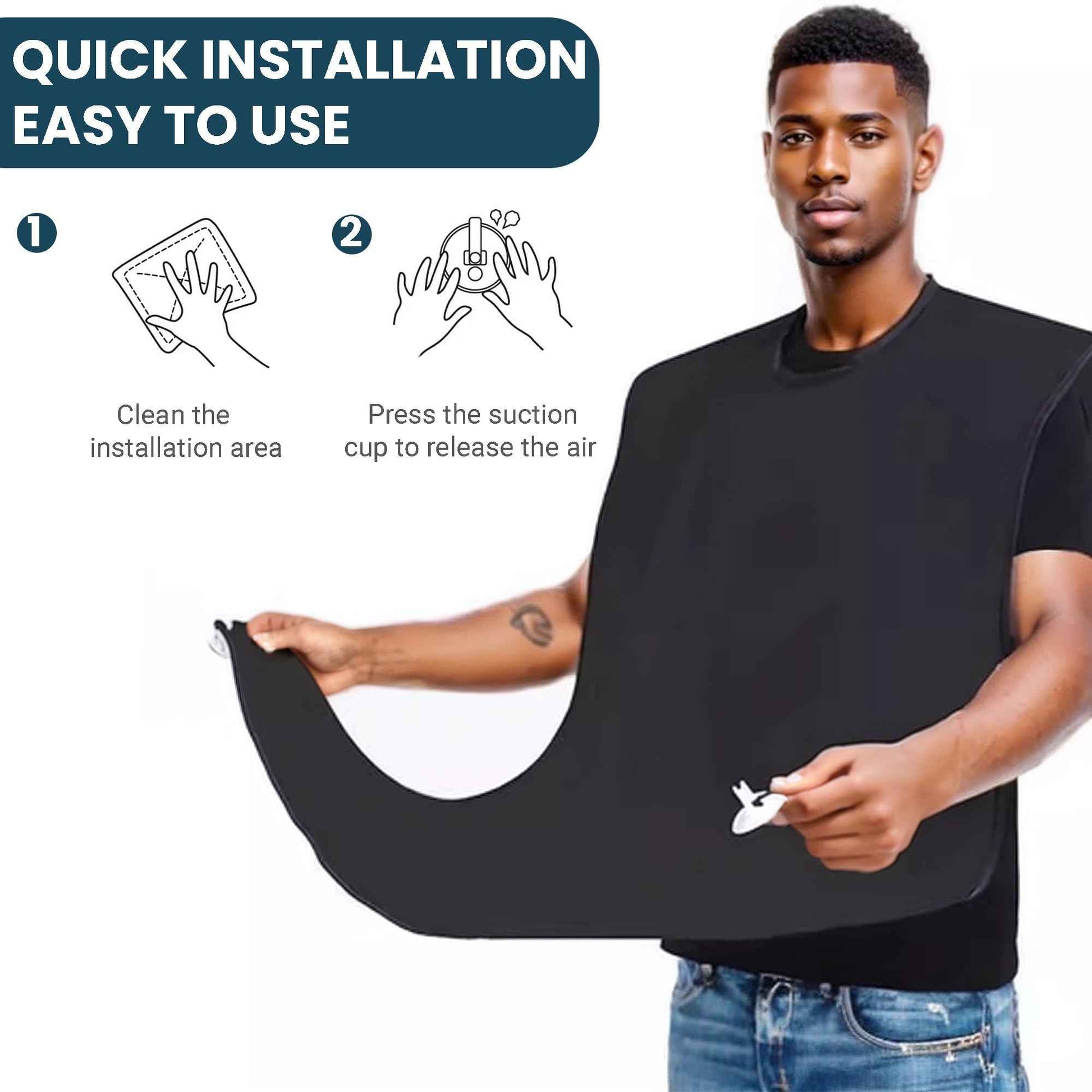 TUTUWET Beard Shaving Bib Apron Mens Beard Hair Catcher for Shaving and Trimming, Non-Stick Beard Shave Cape, Grooming Accessories Tools & Gifts for Husband or Dad (Black)