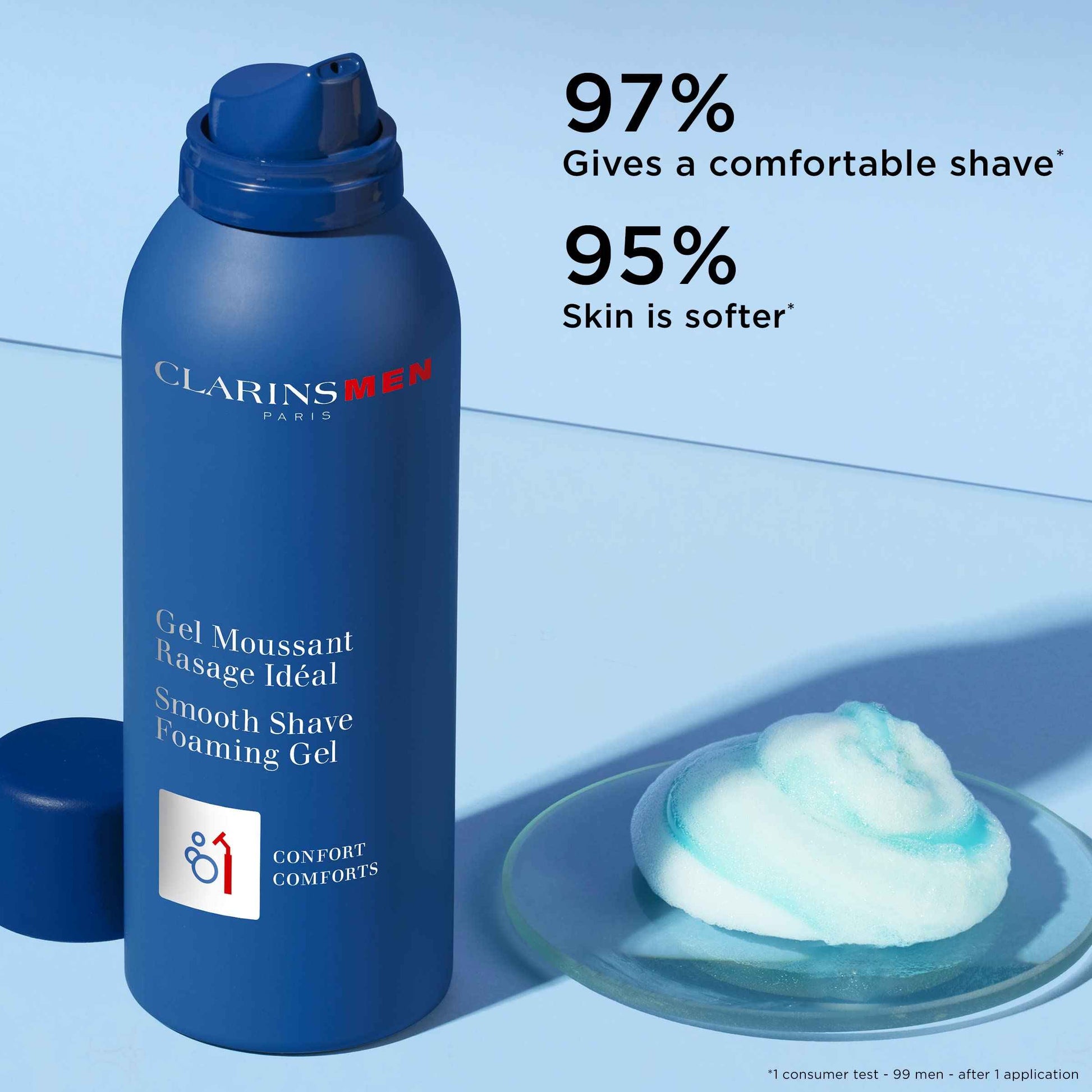 CLARINSMEN Smooth Shave Foaming Gel | Moisturizing Shave Gel for Men| Soothes and Softens| Energizes Skin| Conditions Beard Hair | Helps Protect Against Irritation and Razor Burn | 5.0 Ounces