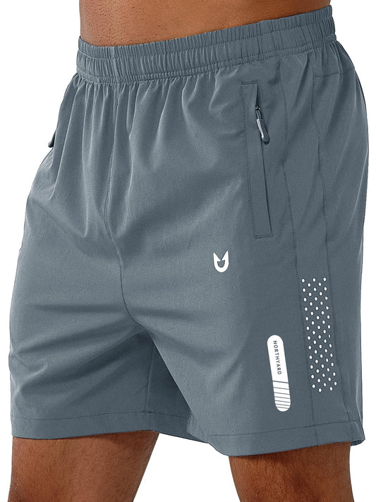 NORTHYARD Men's Athletic Running Shorts Quick Dry Workout Shorts 7"/ 5"/ 9" Lightweight Sports Gym Basketball Shorts Hiking Exercise COOLGREY-5inch S