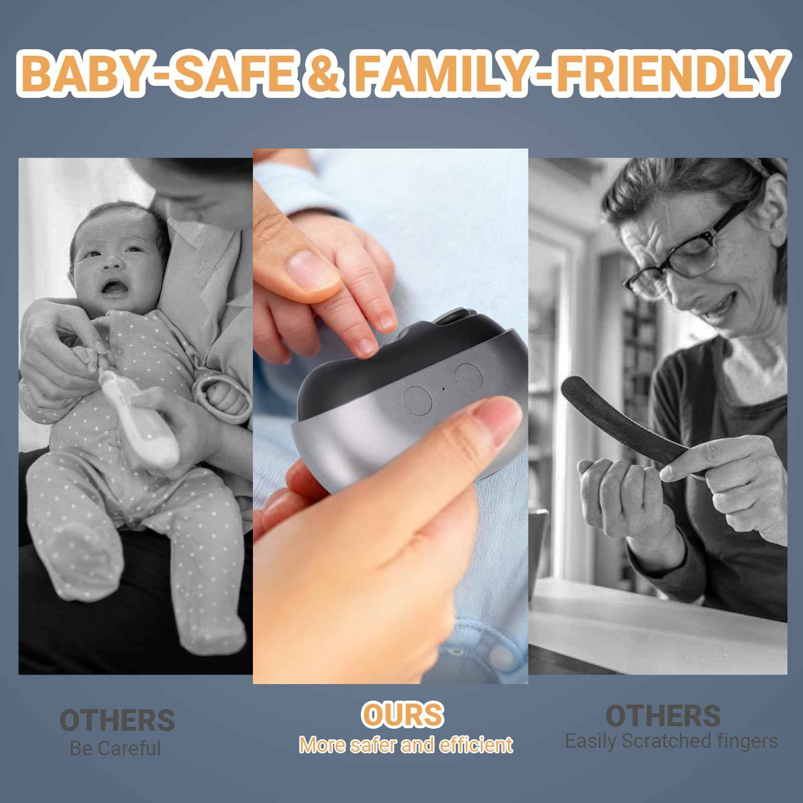 Smart Nail Clipper 3 in 1 Electric Nail Clippers with LED Light Storage and Polishing, for Seniors, Kids