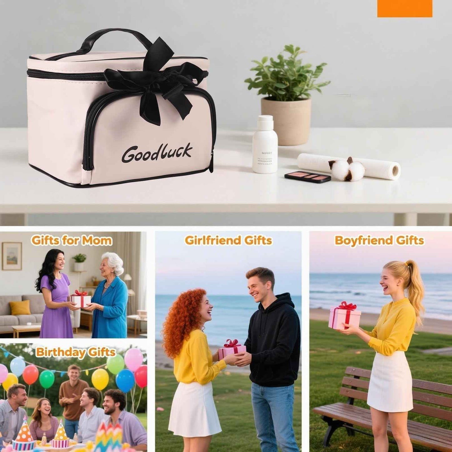 lllyan Travel Makeup Bag for Women, Large Capacity Makeup Portable Storage Bag, Flat Open Waterproof Storage, Toilet Bag Stand up Independent Compartment for Easy Access