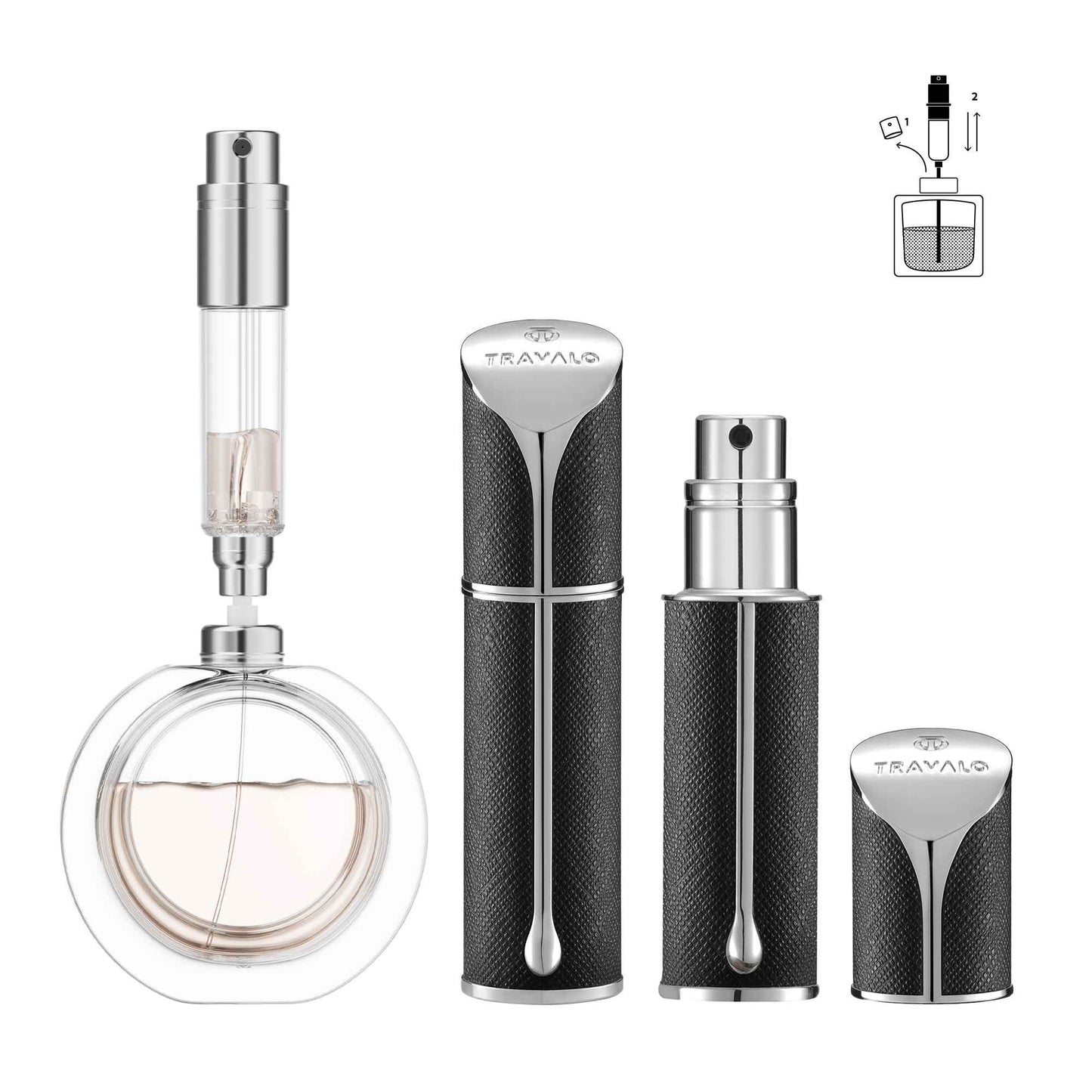 Travalo AQUA Perfume Travel Refillable Bottle, Bottom Filling Fragrances Perfume Atomizer, Mini Cologne Dispenser, Portable Sprayer for Women Men, Gift