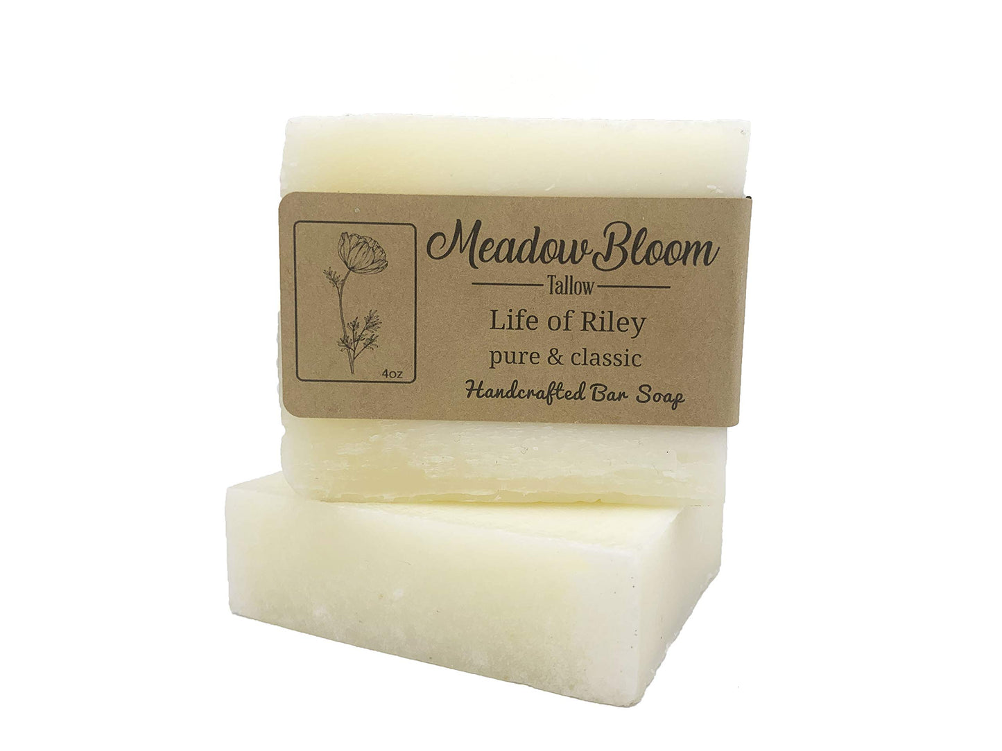 HUNTER CATTLE CO. EST'D 2004 HC Meadow Bloom Tallow Bar Soap - Unscented 2 Pack - Made with All Natural 100% Grass Fed Tallow Handmade Soap Bar - Great for Face or Body Soap