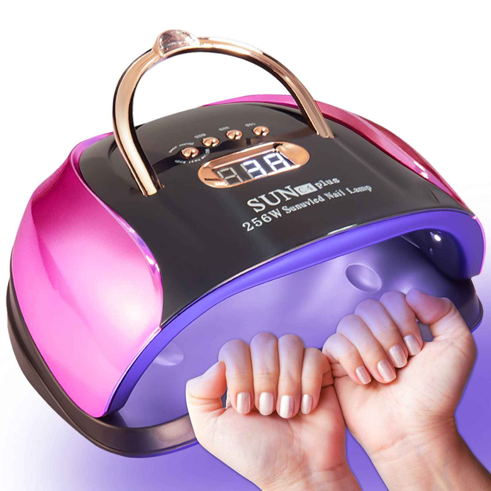MICJIASD UV LED Nail Lamp, 256 W UV LED Nail Dryer Light for Gel Nails Polish Manicure Professional Salon Curing Lamp with 4 Timer Setting Sensor/57pcs Dual Light Beads(Comes with 6 Free Gifts)