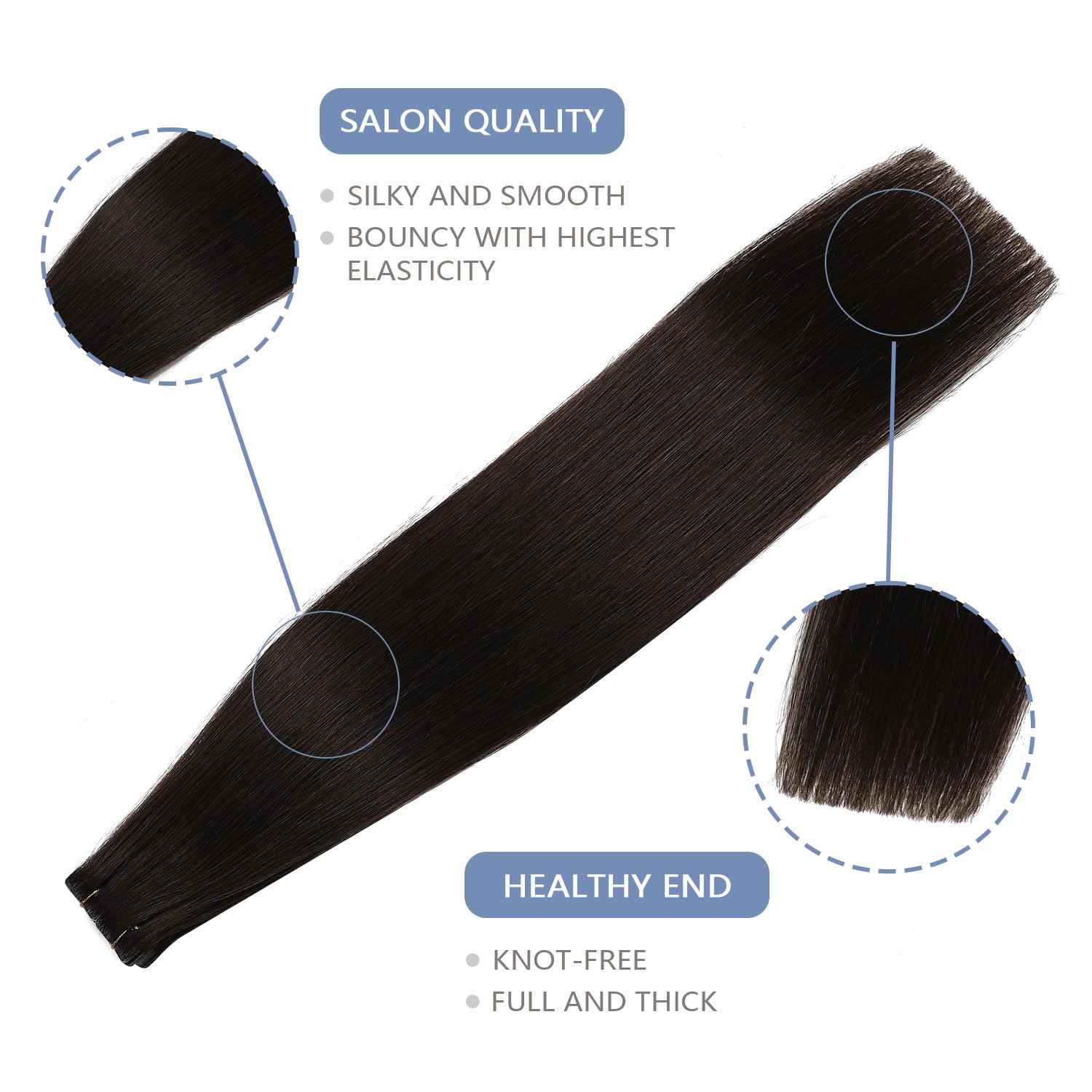COOKAYU Injected Tape in Hair Extensions, Darkest Brown 14Inch 30g 20pcs Seamless Invisi Edge Tape in Human Hair Straight Invisible Extensions