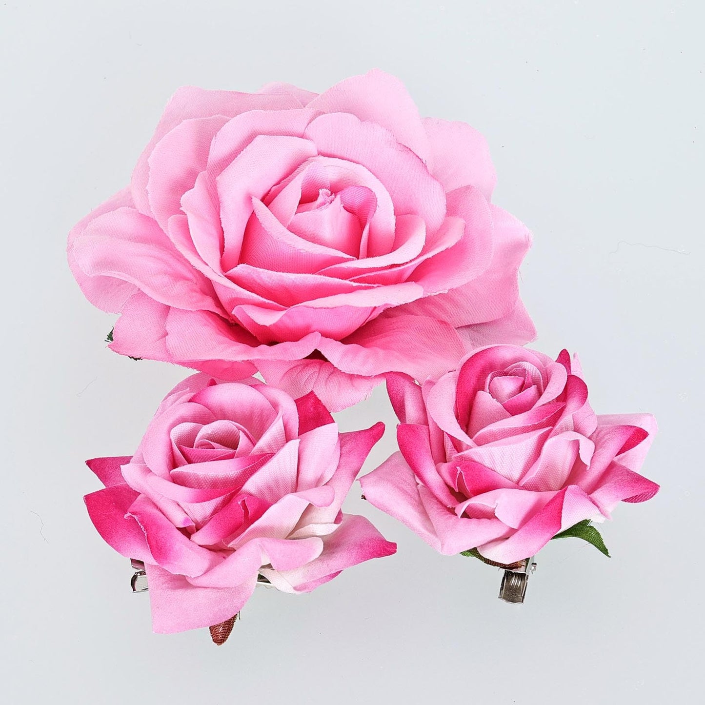 Topbuti Rose Hair Clip Flower Hairpin Rose Brooch Floral Clips, 4 Pcs Fabric Rose Flowers Hair Clips Mexican Hair Flowers Pin up Headpieces for Woman Girl Wedding Party Mother's Day (2 Sizes) (Pink)