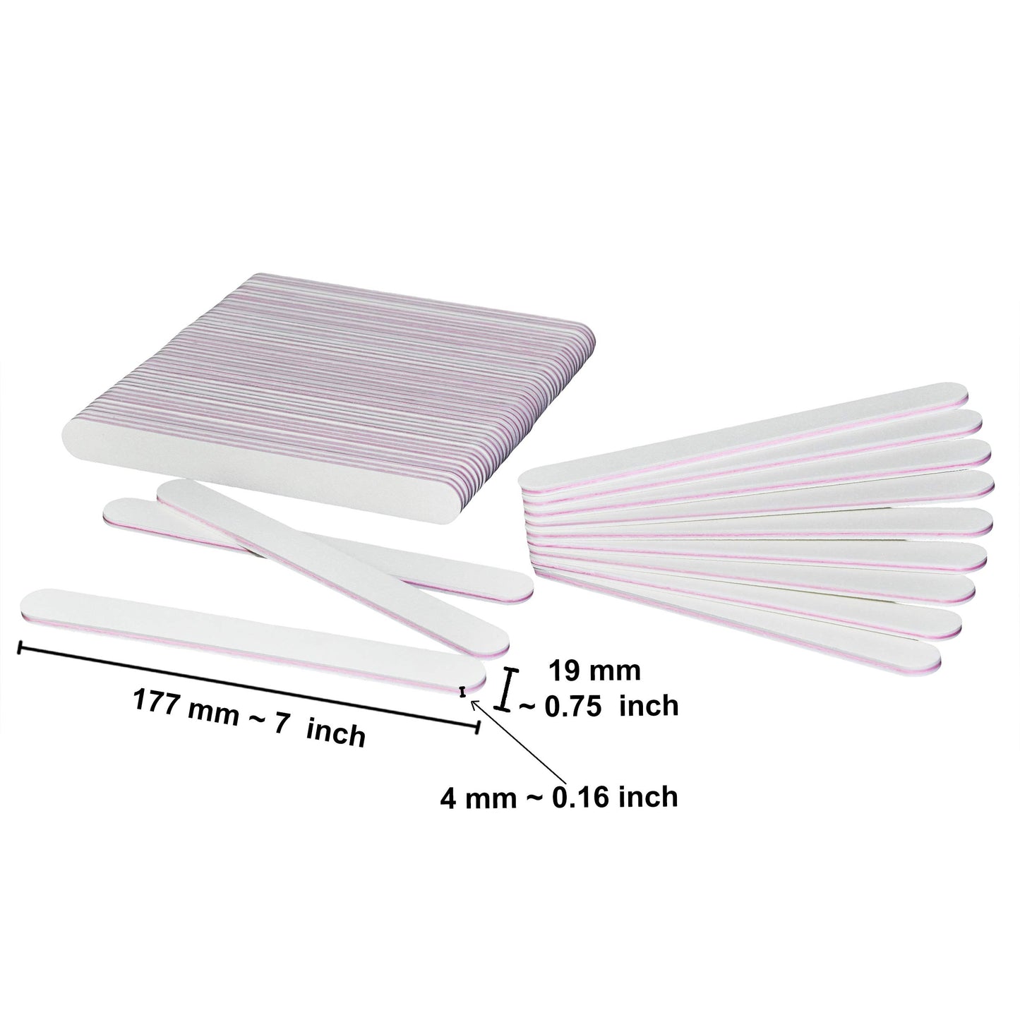 AMT 50 PCS Jumbo White Nail Files, White Nail File, Nail Files for Acrylic Nails, Emery Boards for Nails, 80/80 Grit Nail File (50 PCS Nail Files) (Grit 80/80 (Round, Pink))