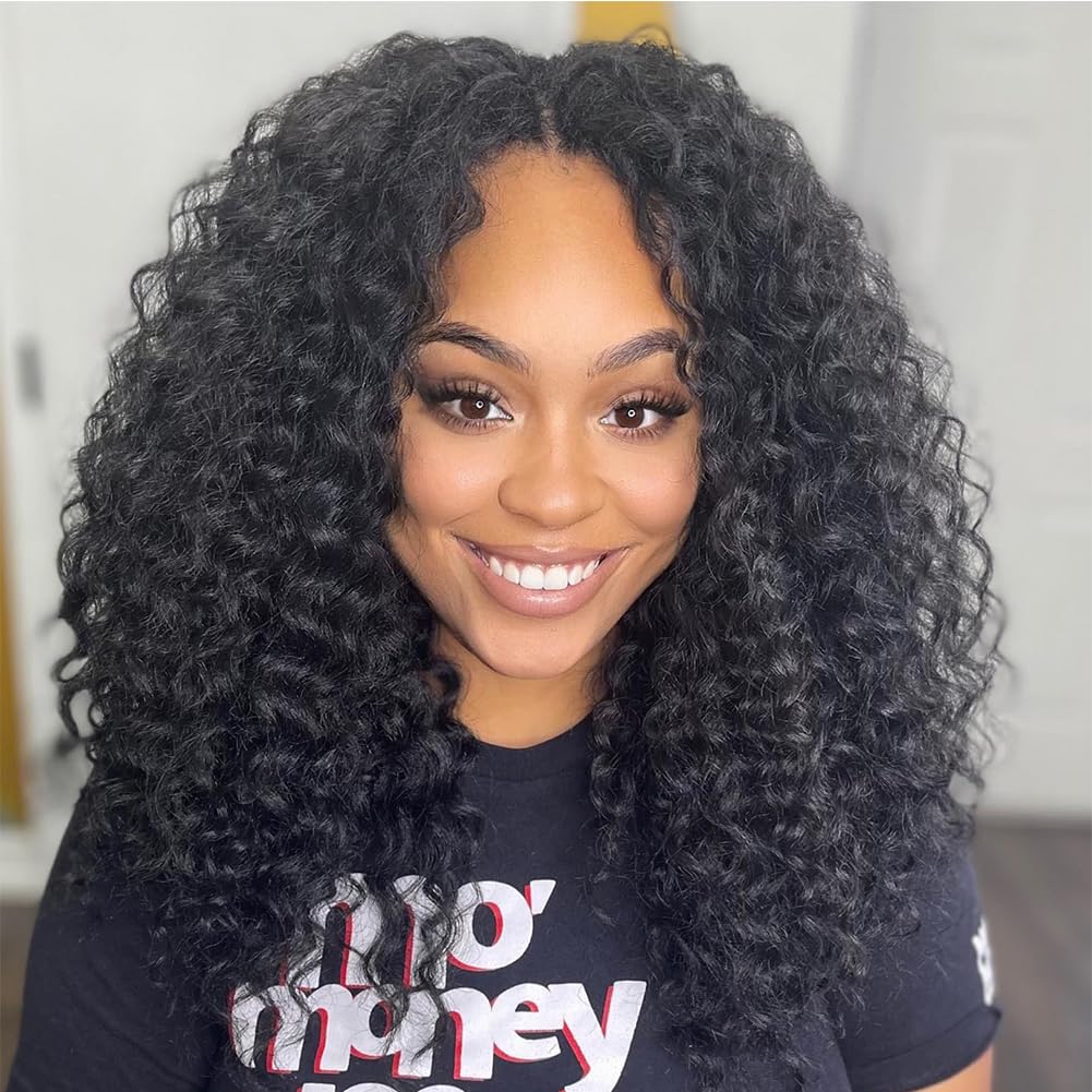 Curly Crochet Hair 14 Inch GoGo Curl Crochet Hair for Women Short Beach Curl Crochet Braids for Women 7 Packs Deep Curly Braiding Hair for Boho Braids (14 Inch, 1B)