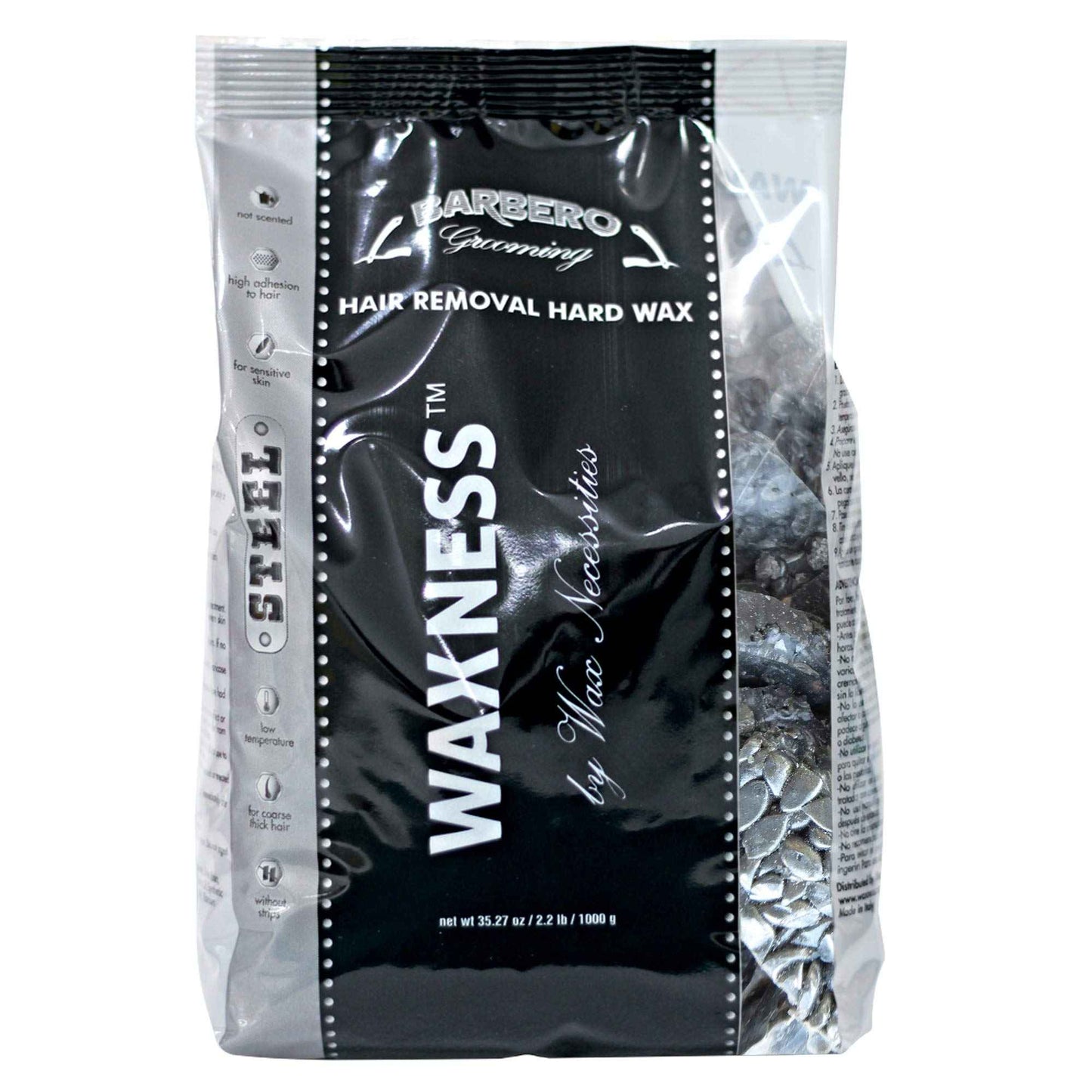Wax Necessities Waxness Barbero Grooming Depilatory Hard Wax Steel for Men 2.2 Pound