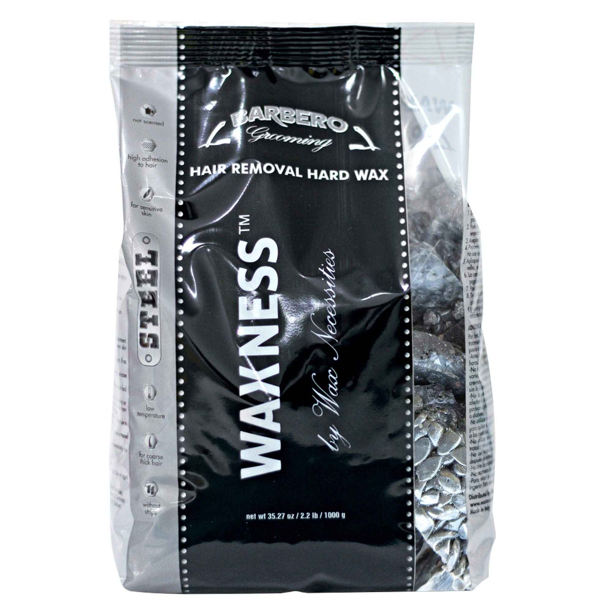 Wax Necessities Waxness Barbero Grooming Depilatory Hard Wax Steel for Men 2.2 Pound
