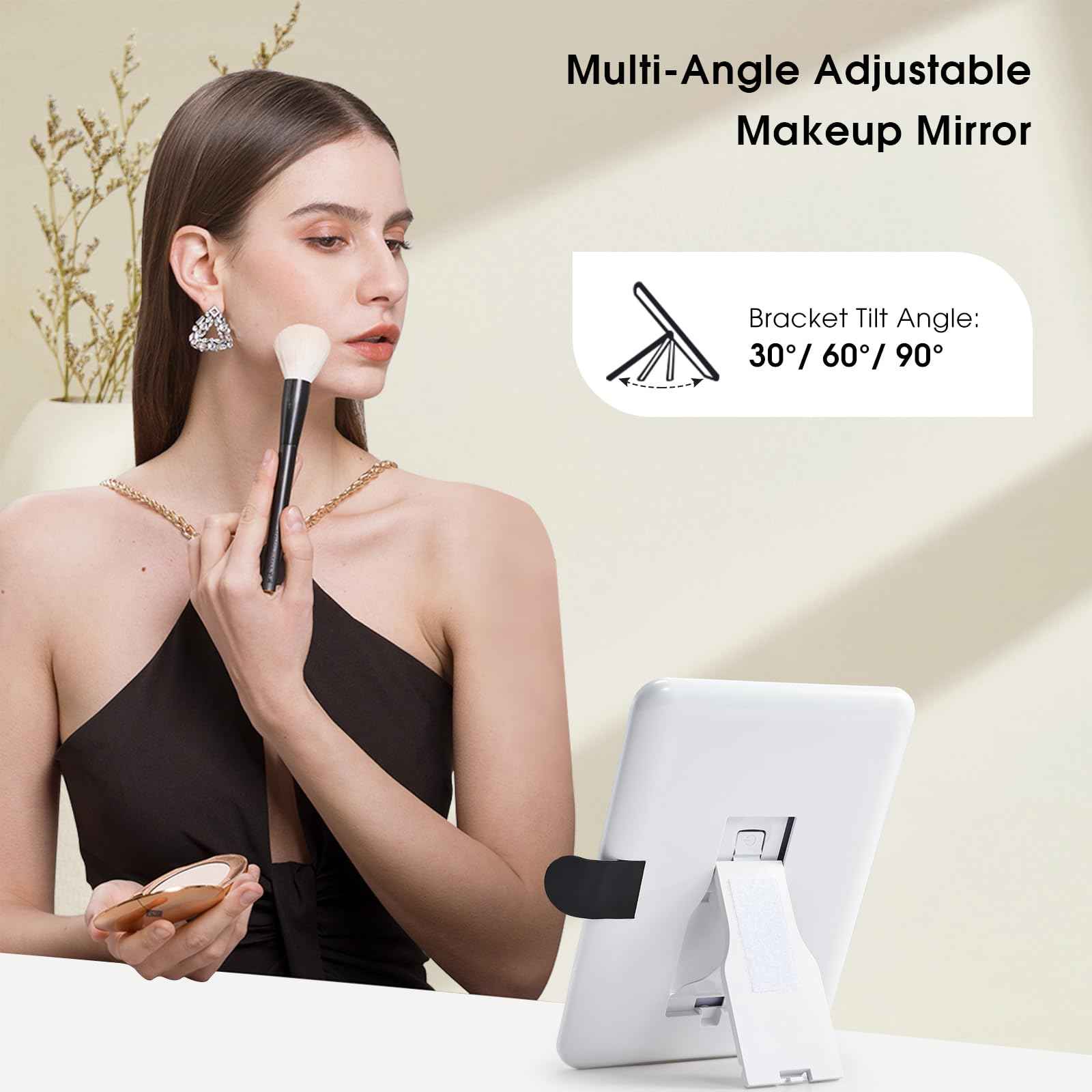 Faquenc 11.4 Inch Extra Large Makeup Bag with LED Lighted Mirror Leather Cosmetic Train Case Light up Mirror Portable Makeup Artist Storage Bag with Dividers Makeup Brush Holder Vanity Black