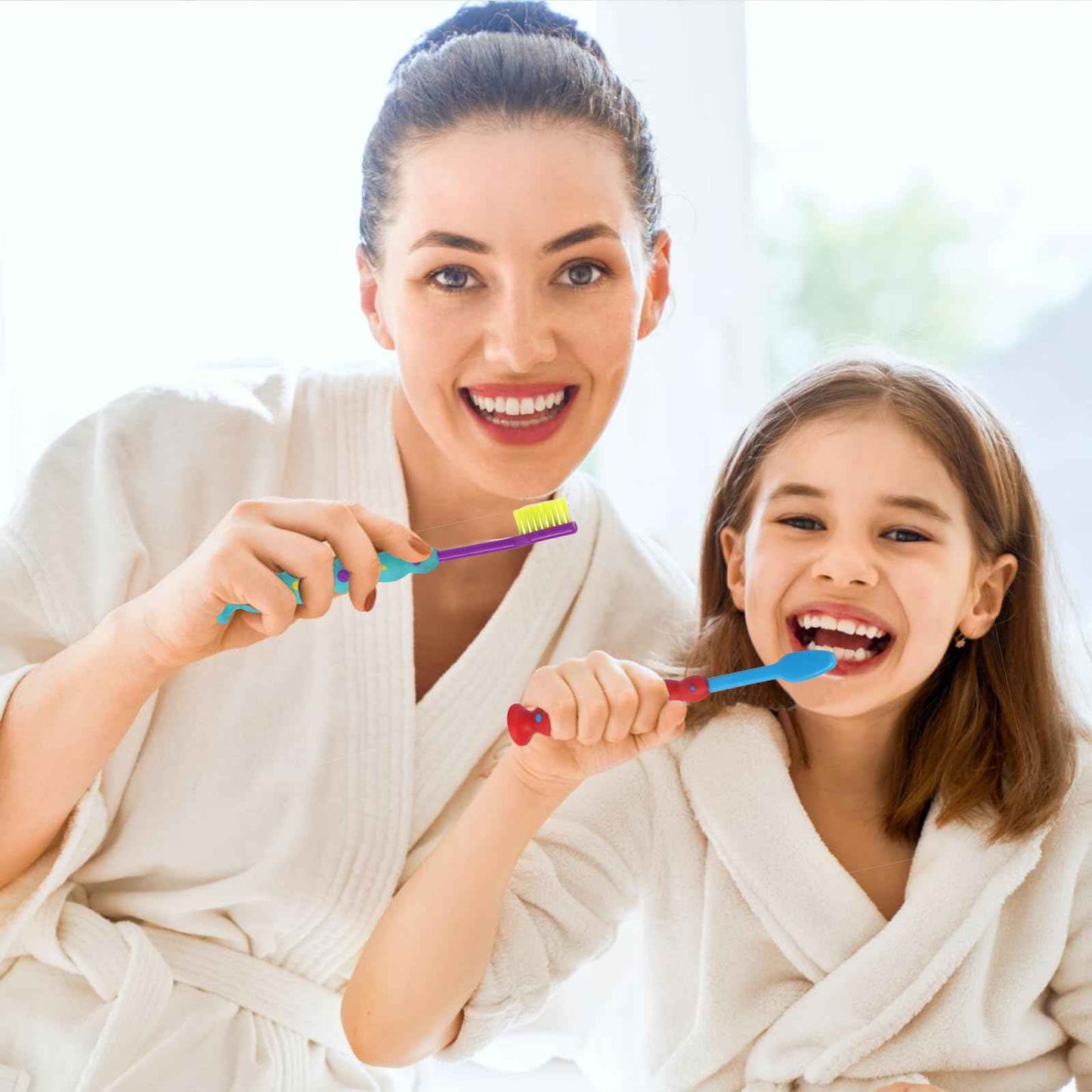 Akulgaci 100 Pack Kids Toothbrush Soft bristles Toddler Lovely Toothbrush with Suction Cup Bulk, Includes Travel Covers, Individually Wrapped Toothbrushes for Kid Home School Daycare Camp (Candy)