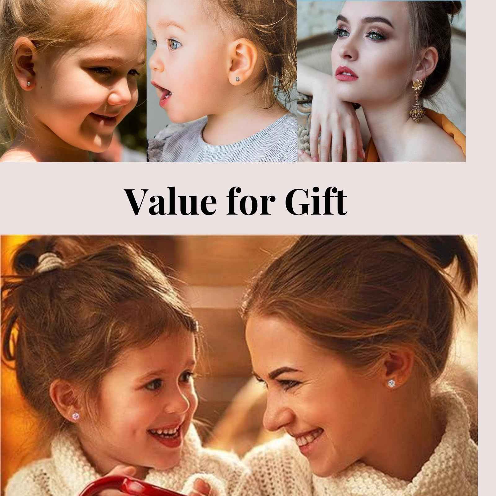 orilace 4Pcs Ear Piercing Kit - Self Disposable Ear Piercing Gun Built-in Earring Stud Low Pain At Home Body Piercing Kit Ease of Use 4mm (Clear Crystal)