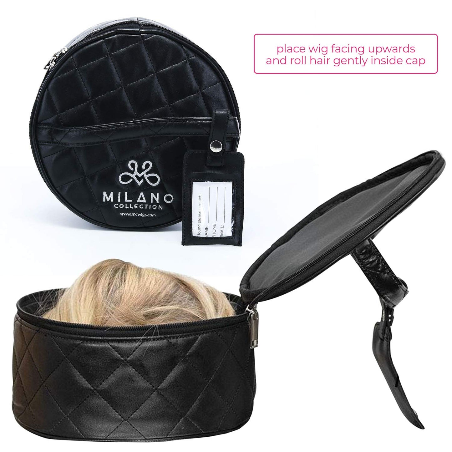 Milano Collection Premium Wig Travel Box or Makeup Case Compact & Durable in Black