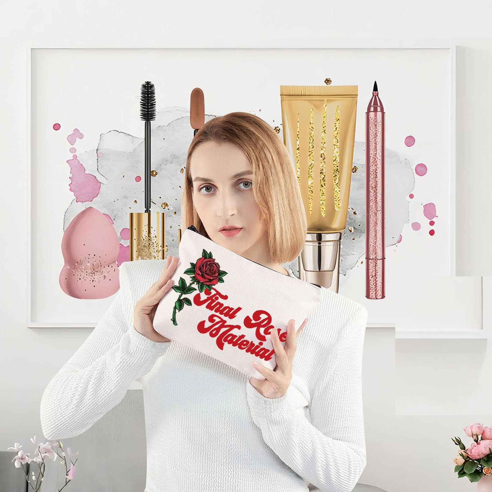 LEVLO Bachelor Fans Cosmetic Make Up Bag Bachelor TV Show Inspired Gift Final Rose Material Cosmetic Bag