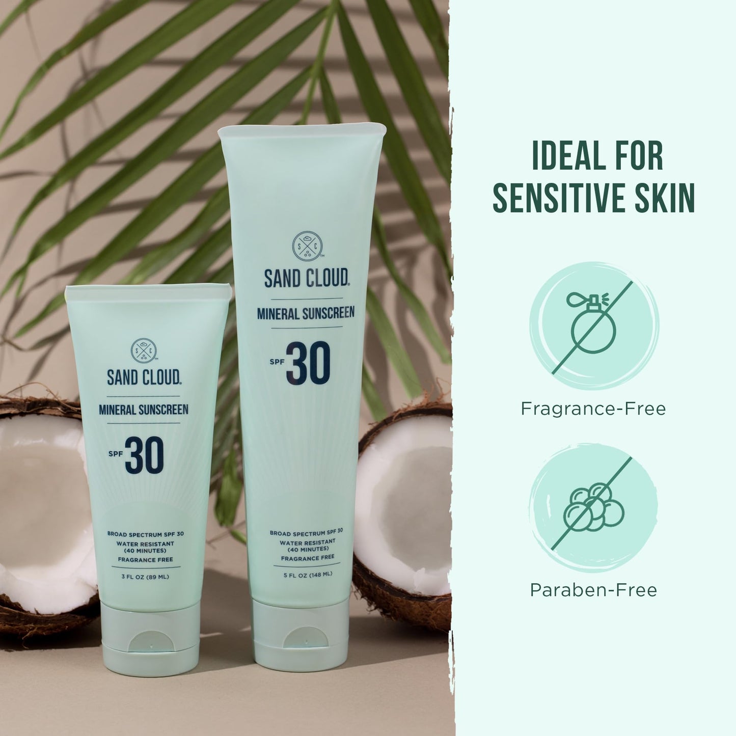 Sand Cloud Broad Spectrum Mineral Sunscreen for Body SPF 30, 5 Oz - Fragrance-Free Body Mineral Sunscreen that Hydrates, Nourishes, & Protects Skin - Zinc Oxide Body Sunscreen for Sensitive Skin