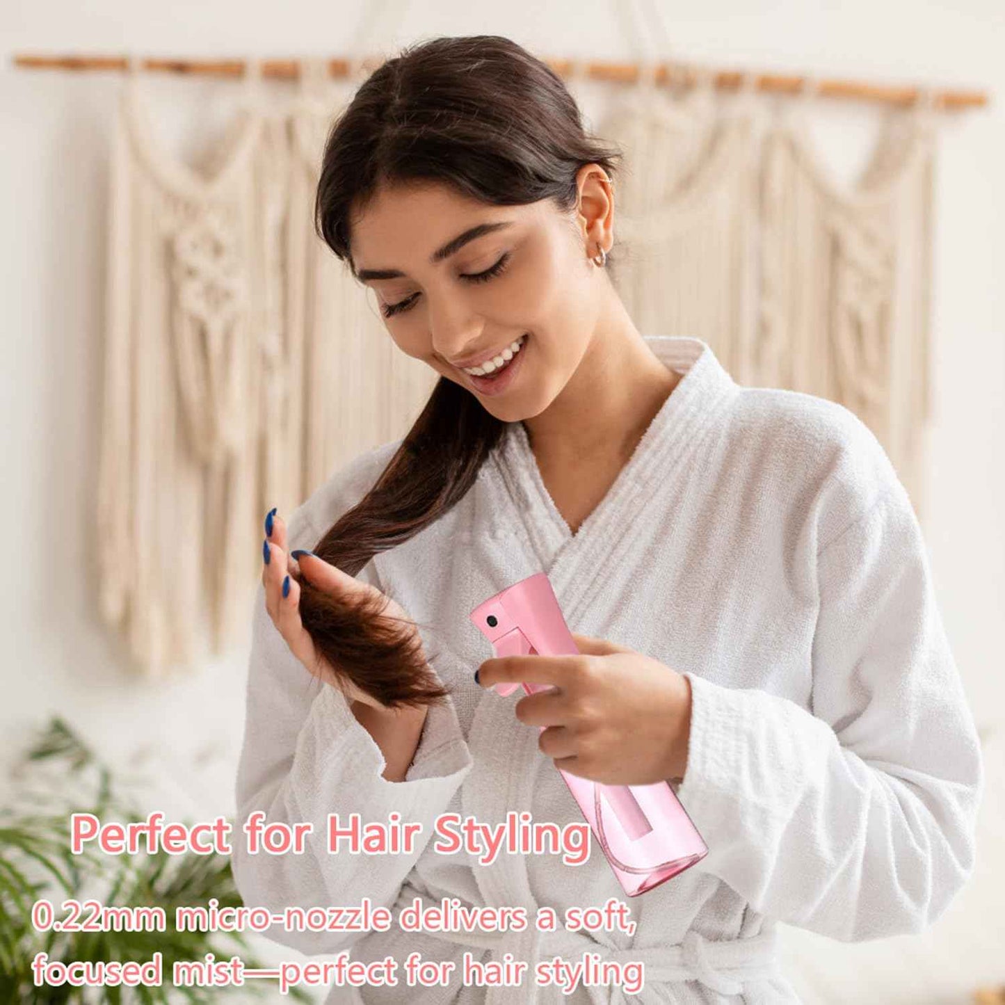 ESSKAM Hair Spray Bottles, Continuous Spray Bottle, Fine Water Mist Spray Bottles for Hair, 2-Pack 6.8 OZ (200 ML) Mister Spray Bottle for Cleaning,Plants,Barbers,Pink