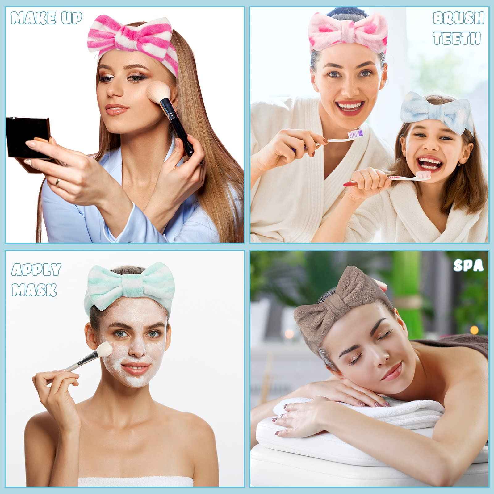 Yunsailing 36 Pcs Spa Headband Set, Women Winter Makeup Headband Bulk, Soft Flannel Towel Skincare Bow Hairband, Girls Face Washing Head Wraps, Ideal Gift for Spa, Yoga, Mask, Shower, Daily Use