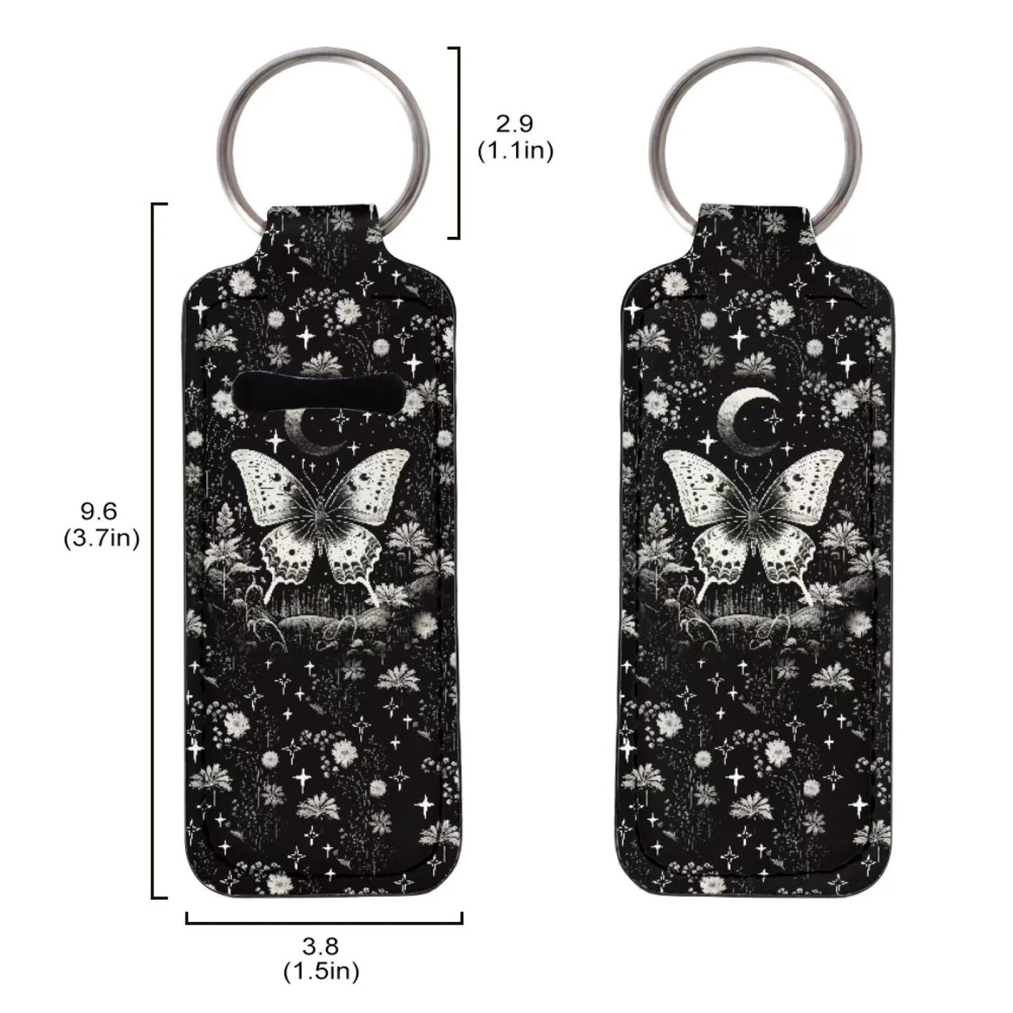 Baxinh Flower Butterfly Printed Chapstick Holder Keychain Clip-on Sleeve Moon and Stars Chap Stick Pouch Lip Balm Holsteror Lipstick Tracker Safeguard, Pink