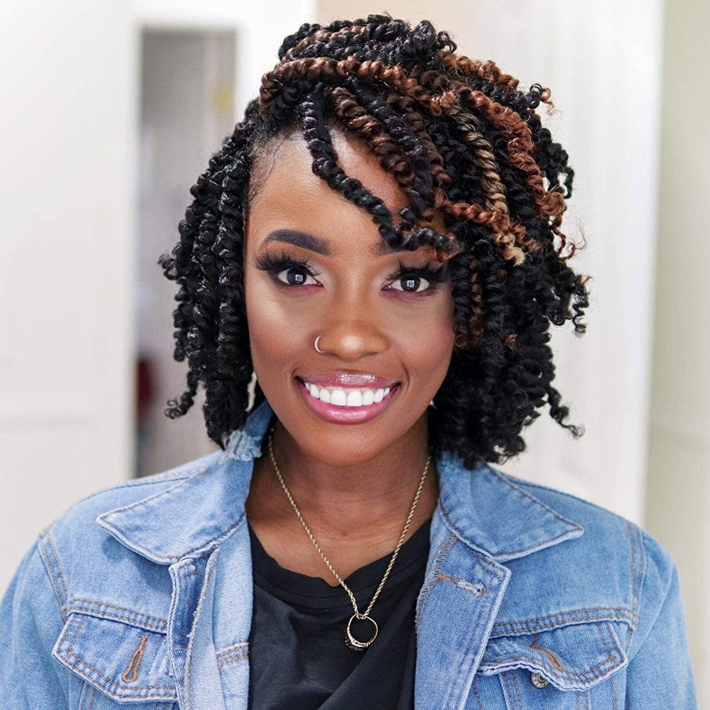 ToyoTress Tiana Passion Twist Hair - 6 Inch Combo Packs(1B-6P+T27-1P-T30-1P) Passion Twist Crochet Hair Pre-Looped Pre-Twisted Synthetic Braiding Hair Extension (6 Inch, 1B+T27+T30-8P)