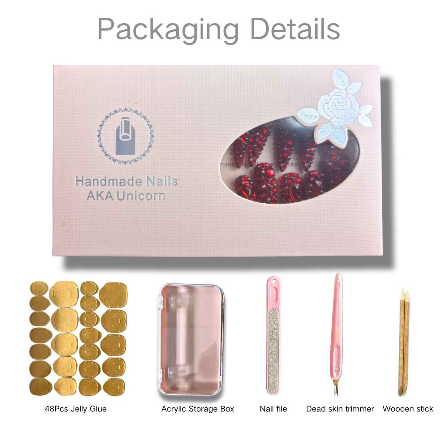 AKA Unicorn Trendy Handmade Press On French Nails Medium Almond Shape,10Pcs Thick Acrylic Fake Nails with 3D Pearl Cute Design Clip On Nail for Woman Gift (Design concept:French Tenderness)