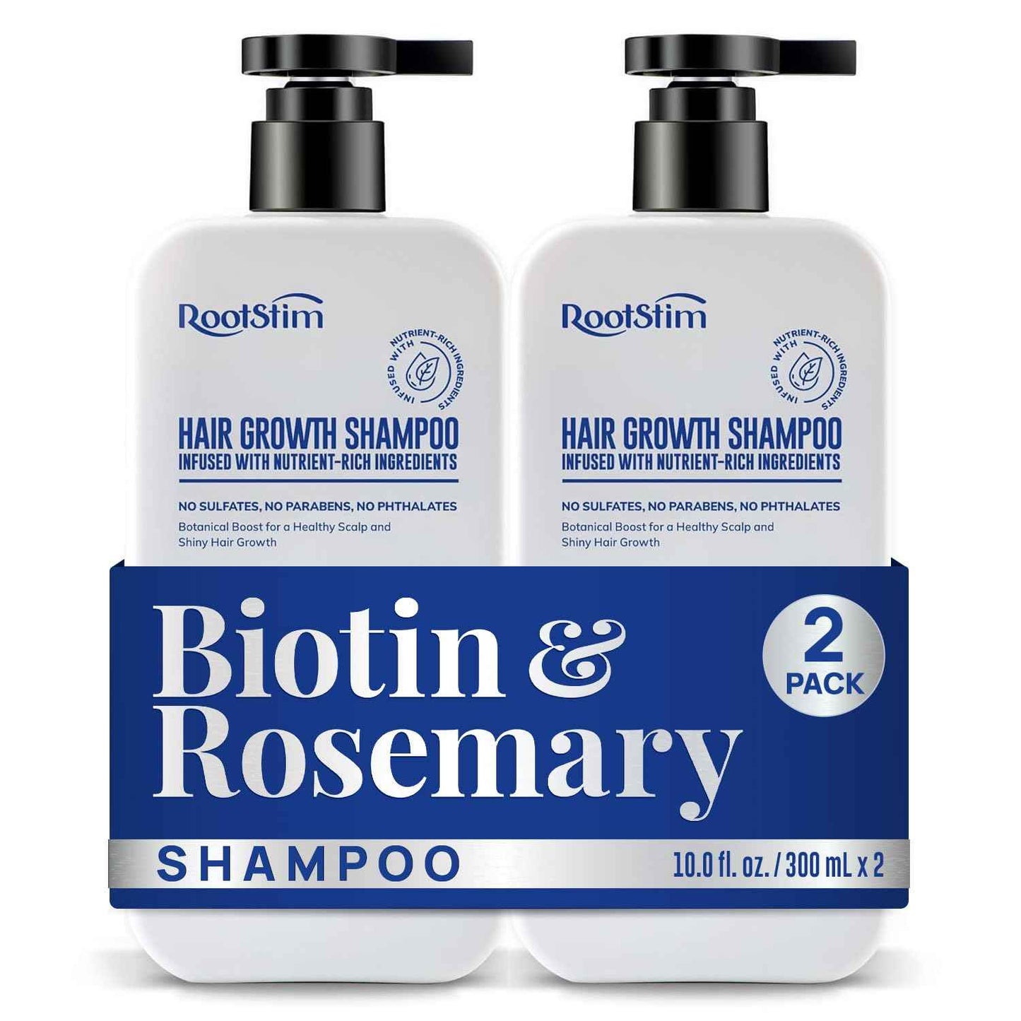 RootStim Biotin & Rosemary Shampoo for Hair Growth - Hair Loss Shampoo with Saw Palmetto Ginger Caffine Supports Thicker-Looking Hair Sulfate Free 10 fl oz Each, Pack of 2