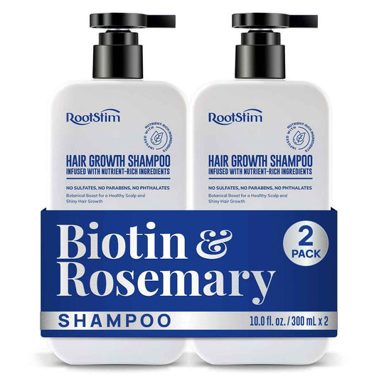 RootStim Biotin & Rosemary Shampoo for Hair Growth - Hair Loss Shampoo with Saw Palmetto Ginger Caffine Supports Thicker-Looking Hair Sulfate Free 10 fl oz Each, Pack of 2